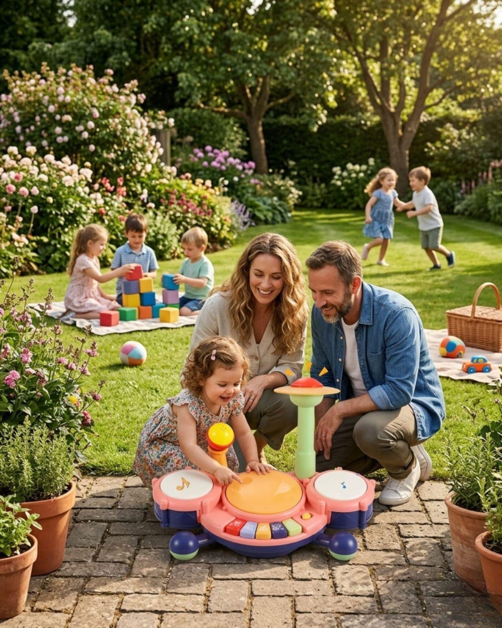 Juguete Didáctico Batería Musical Con Luces Y Sonido Para Bebé Rosa-1