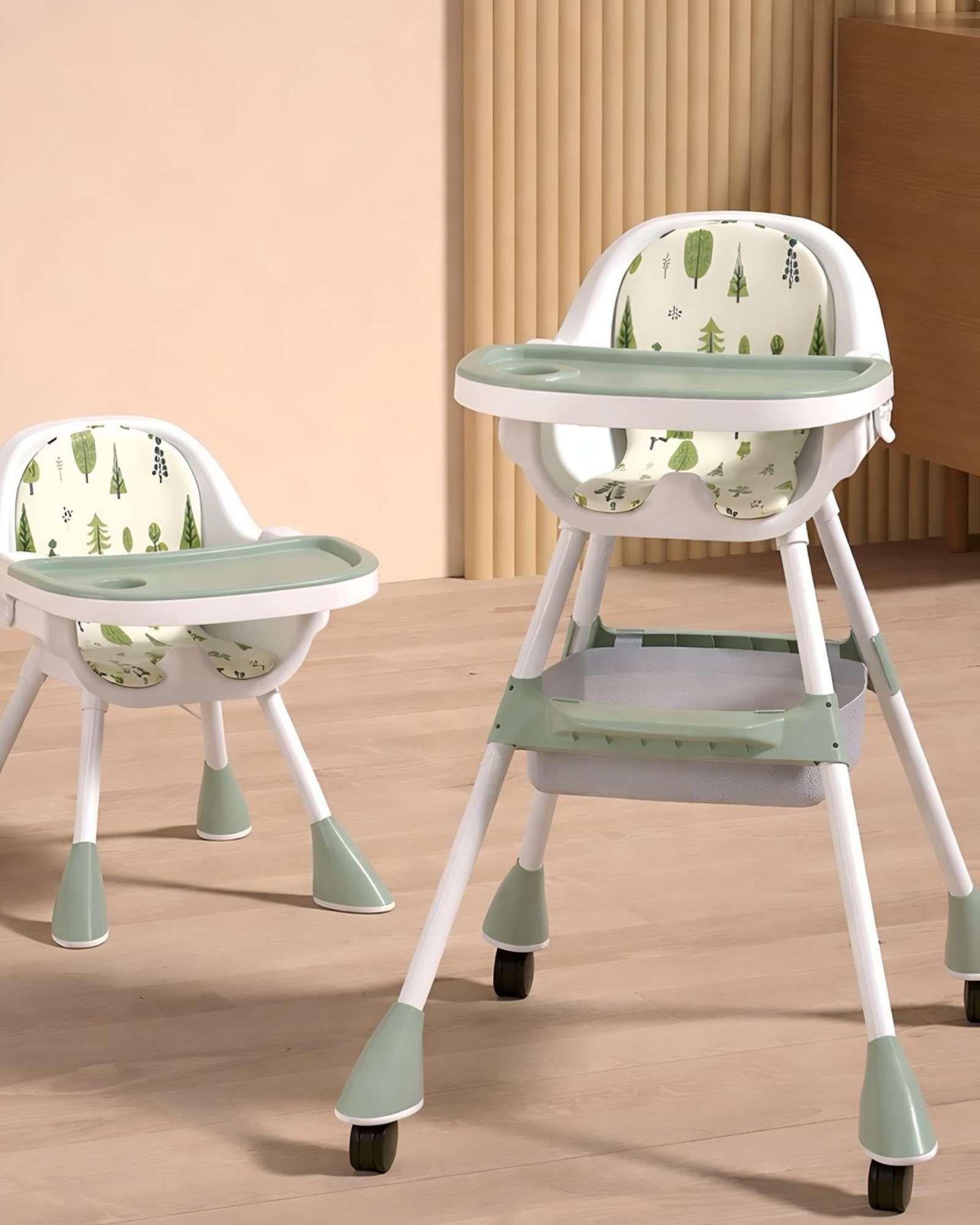 Silla de Comer para Bebé Multifuncional 3 en 1 Verde A4-3