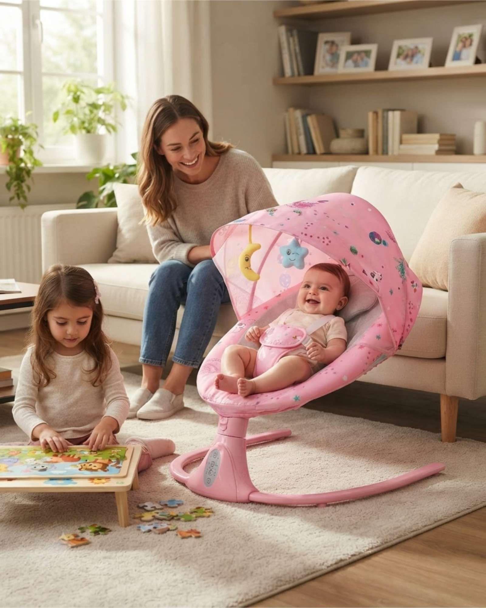 Silla Nido Mecedora Inteligente 360° para Bebé-3