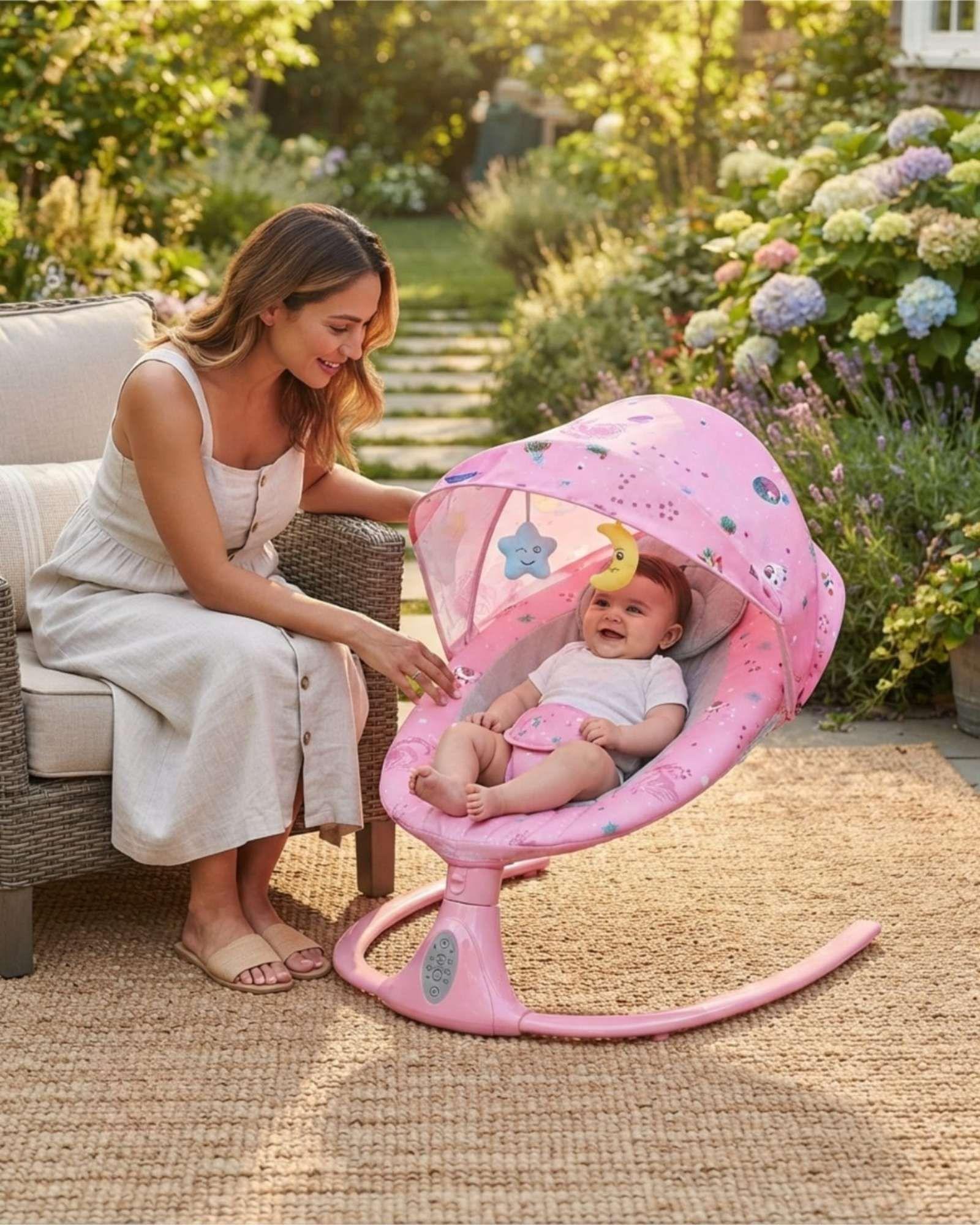 Silla Nido Mecedora Inteligente 360° para Bebé-4