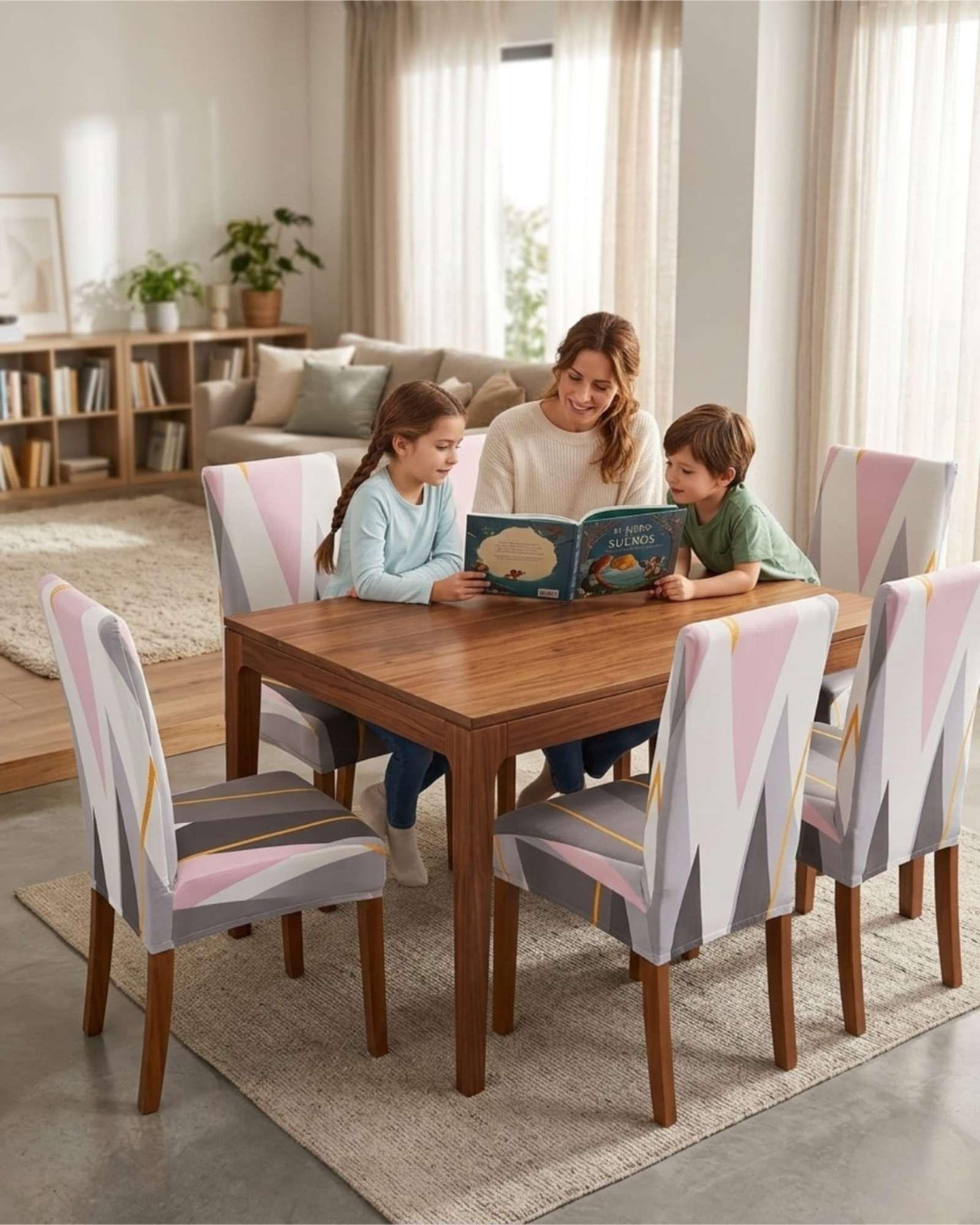 JUEGOS DE 6 FUNDAS PARA SILLAS  CON DISEÑO ELASTICO M10-2