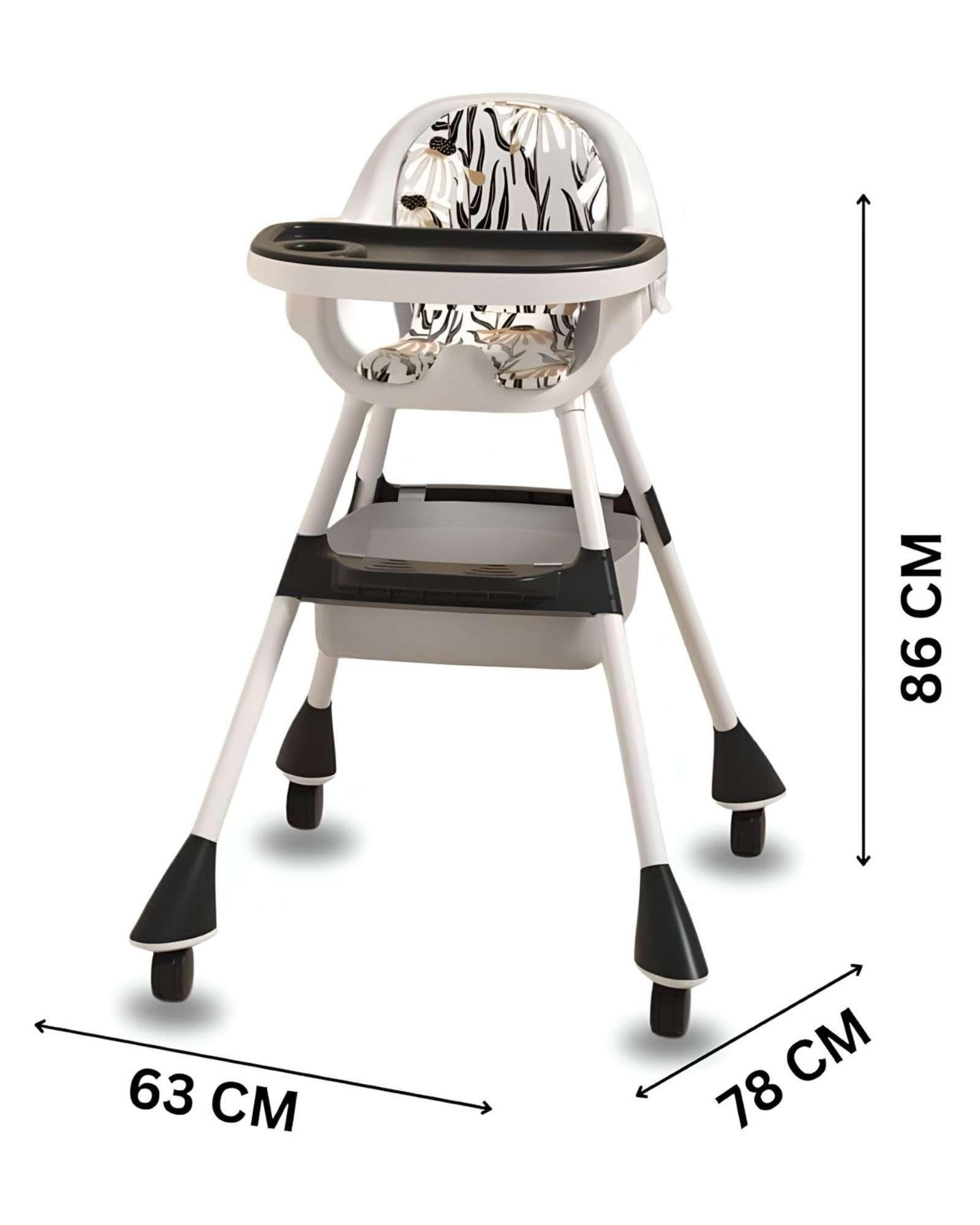 Silla de Comer para Bebé Multifuncional 3 en 1 Negro-4