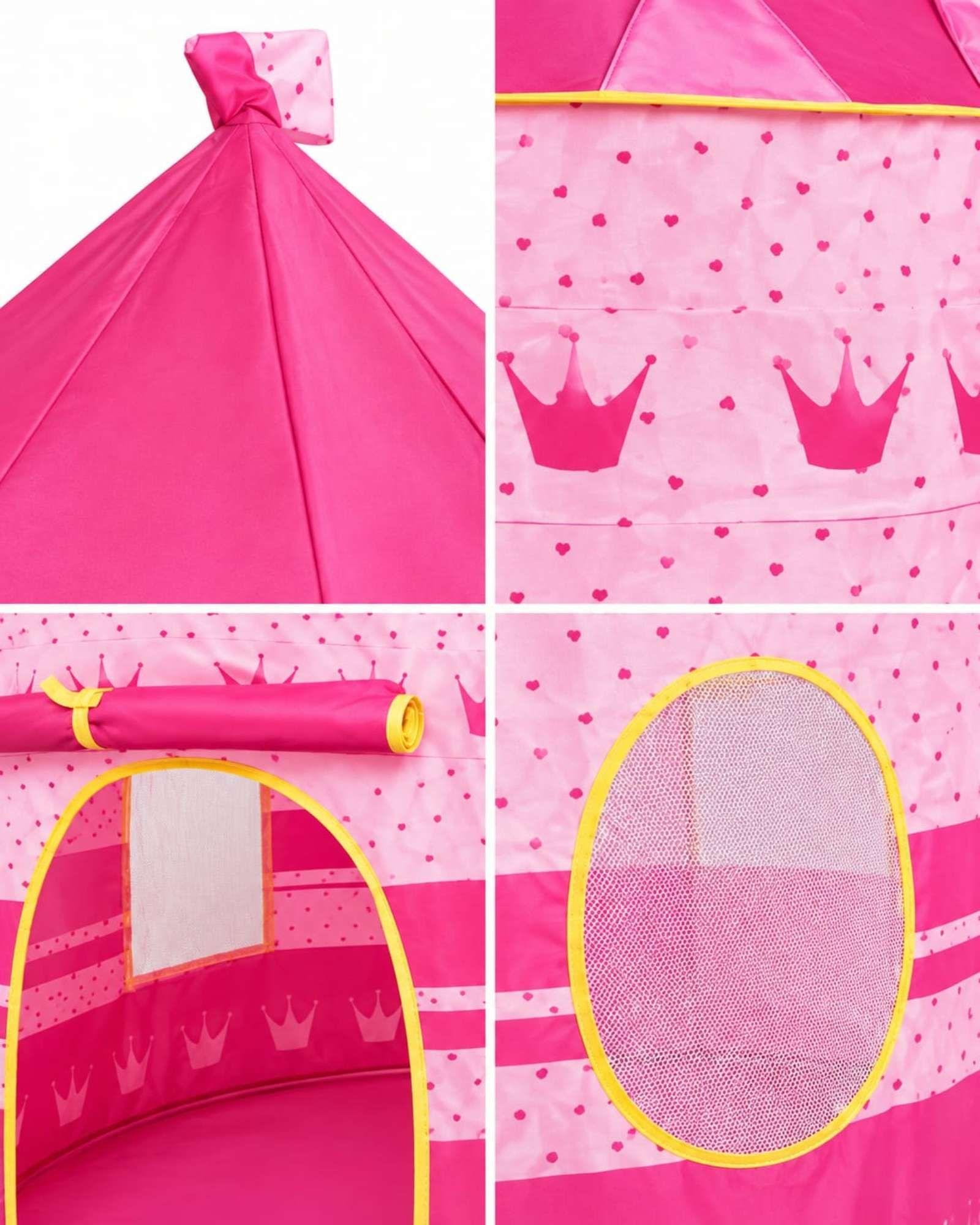 Carpa Infantil Castillo Princesa Rosada con Coronas-3