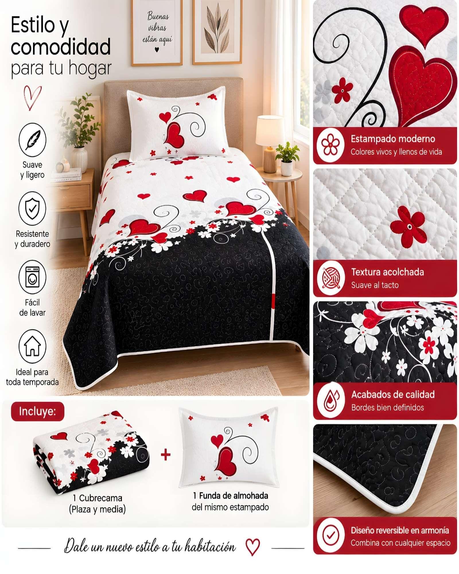 Set de Cubrecama y Funda de Almohada 1.5 plaza 180x230cm A29-3