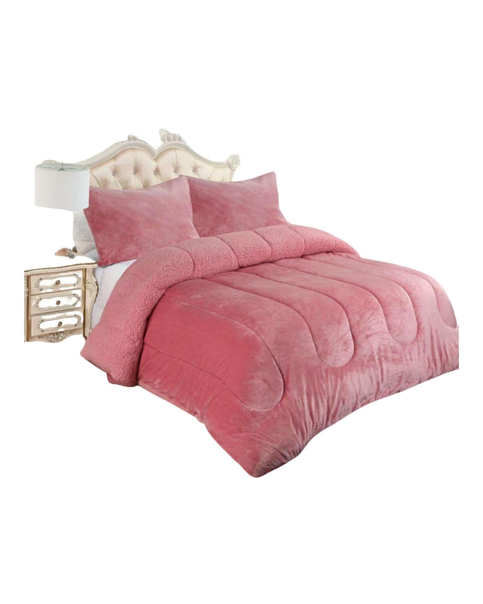 Cubrecama de Plush con Chiporro Diseño Ondas king / Super king rosa-2