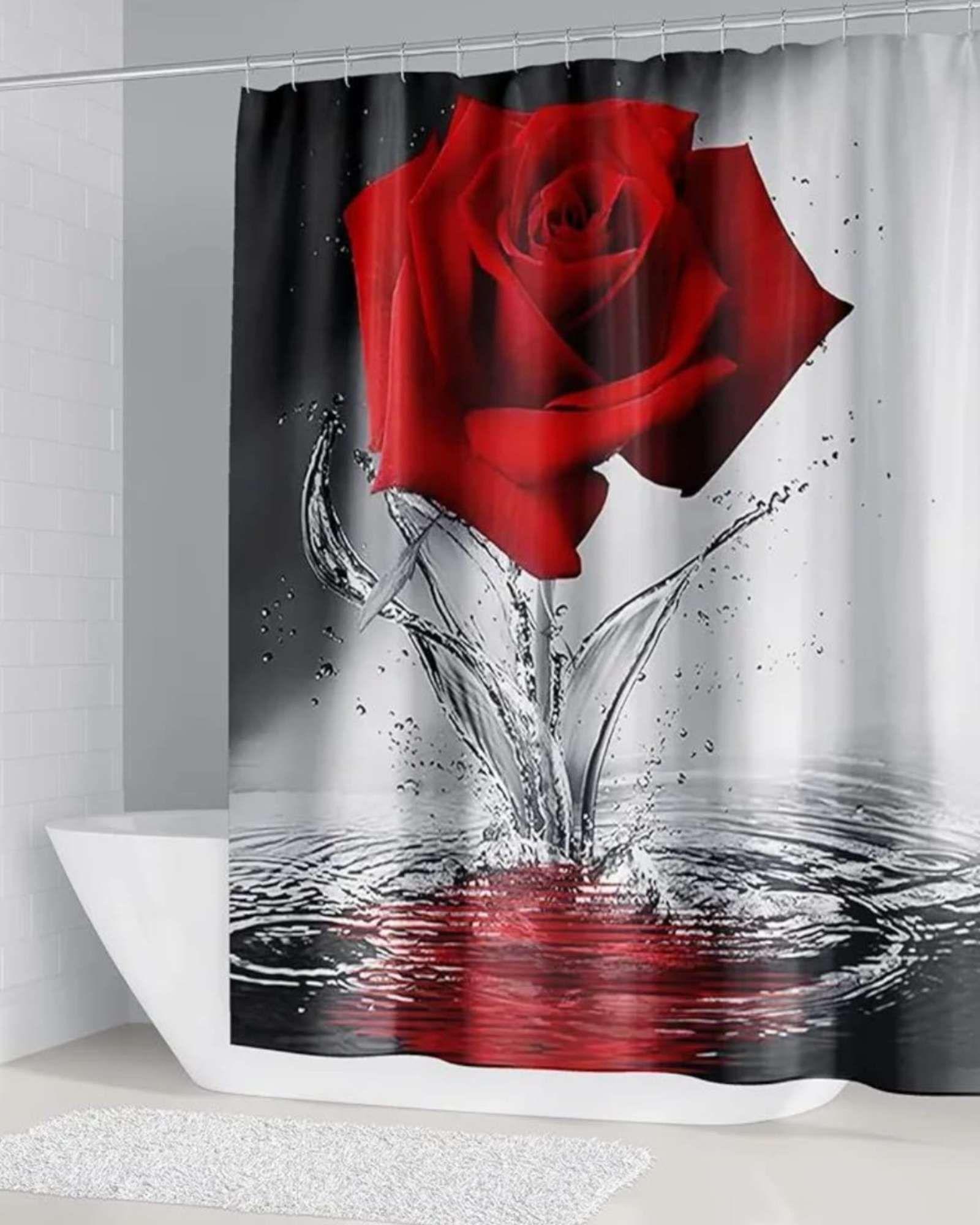 Juego 5 piezas con Cortina de baño de Tela Poliéster y  Forro de Ducha de Plástico J-14-4