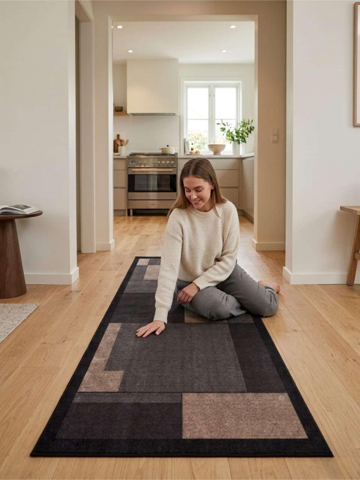 Alfombra De Pasillo Antideslizante 60x180 Suave Lavable café claro-3