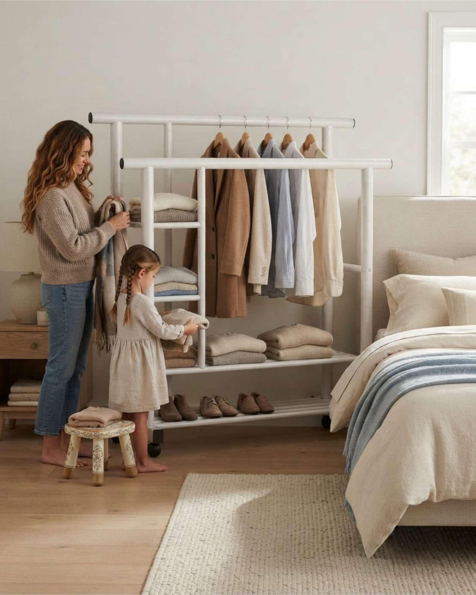 Organizador De Ropa Doble Con Ruedas De Estructura Reforzada m2-2