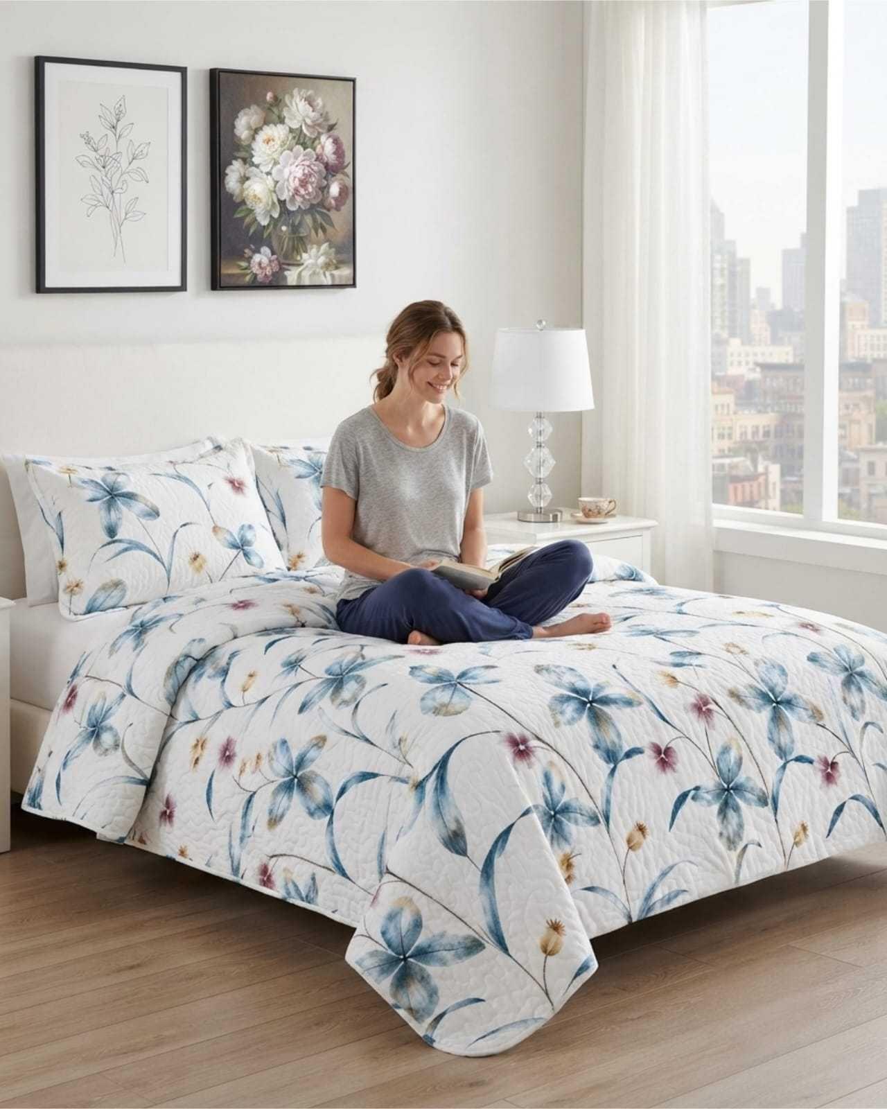 Cubrecamas Delgado 2 Plazas Mas Almohadas Ideal Para Verano m20-1