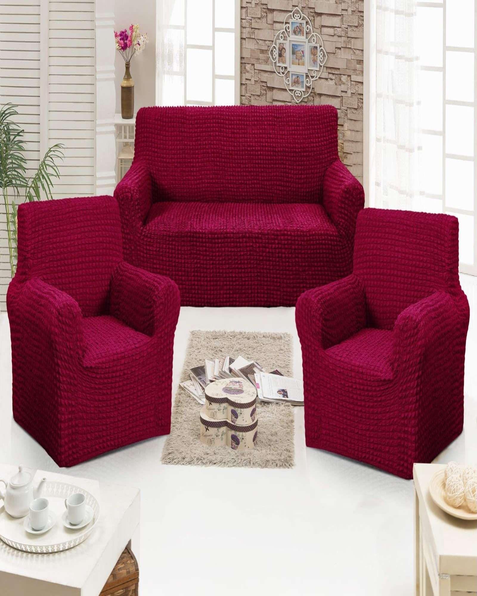 SET DE FUNDAS DE SOFA 3+1+1 - MODELO CUADRILLE BURDEO-3