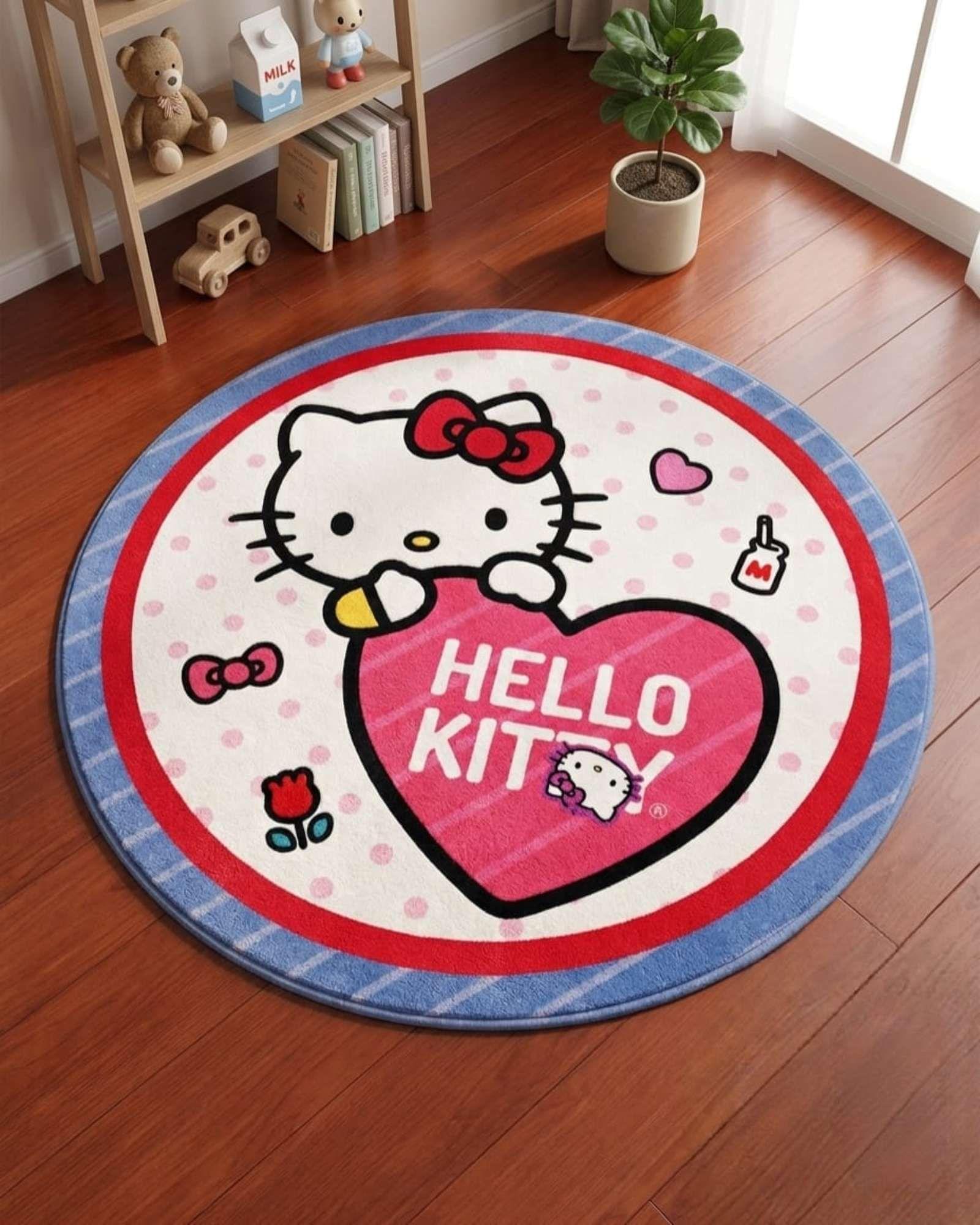 Alfombra Circular Acolchada Infantil De 80cm De Hello Kitty m3-0