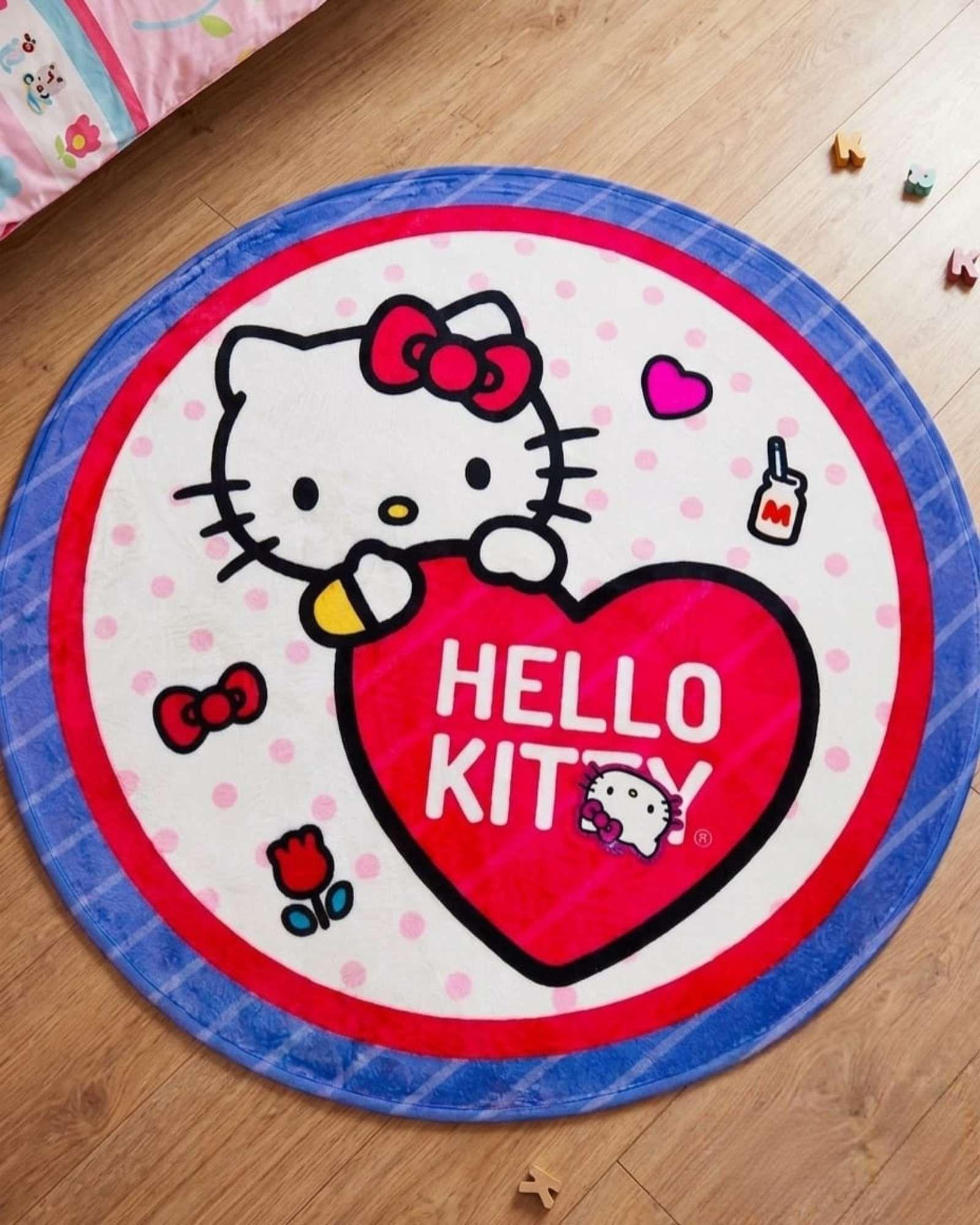 Alfombra Circular Acolchada Infantil De 80cm De Hello Kitty m3-3