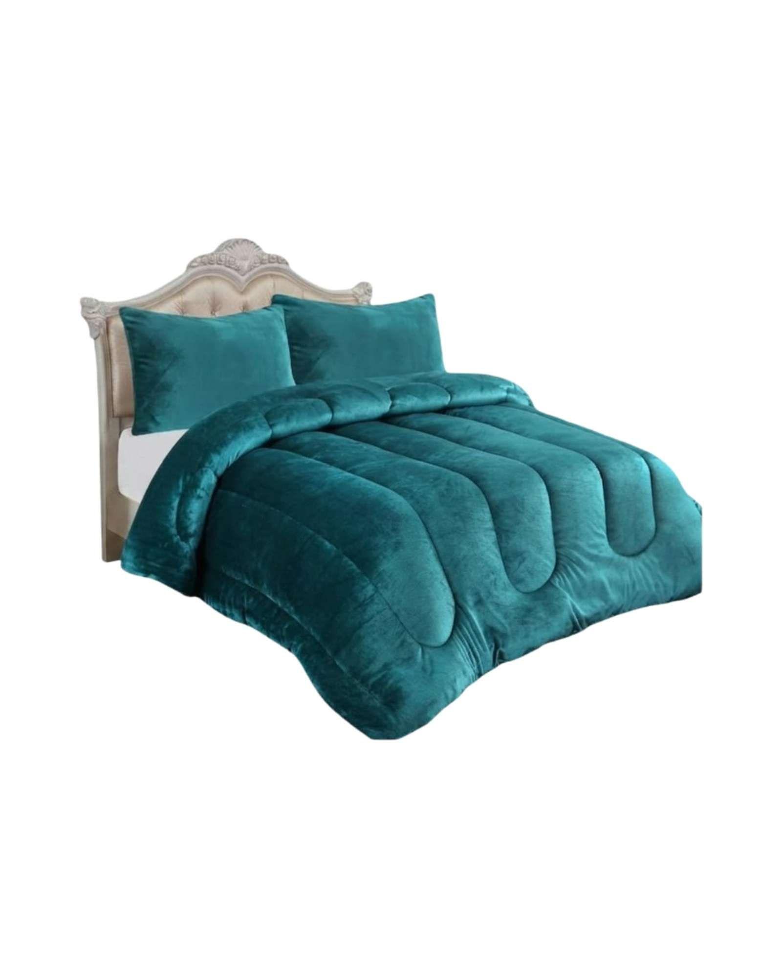 Cubrecama de Plush con Chiporro Diseño Ondas king / Super king verde-2