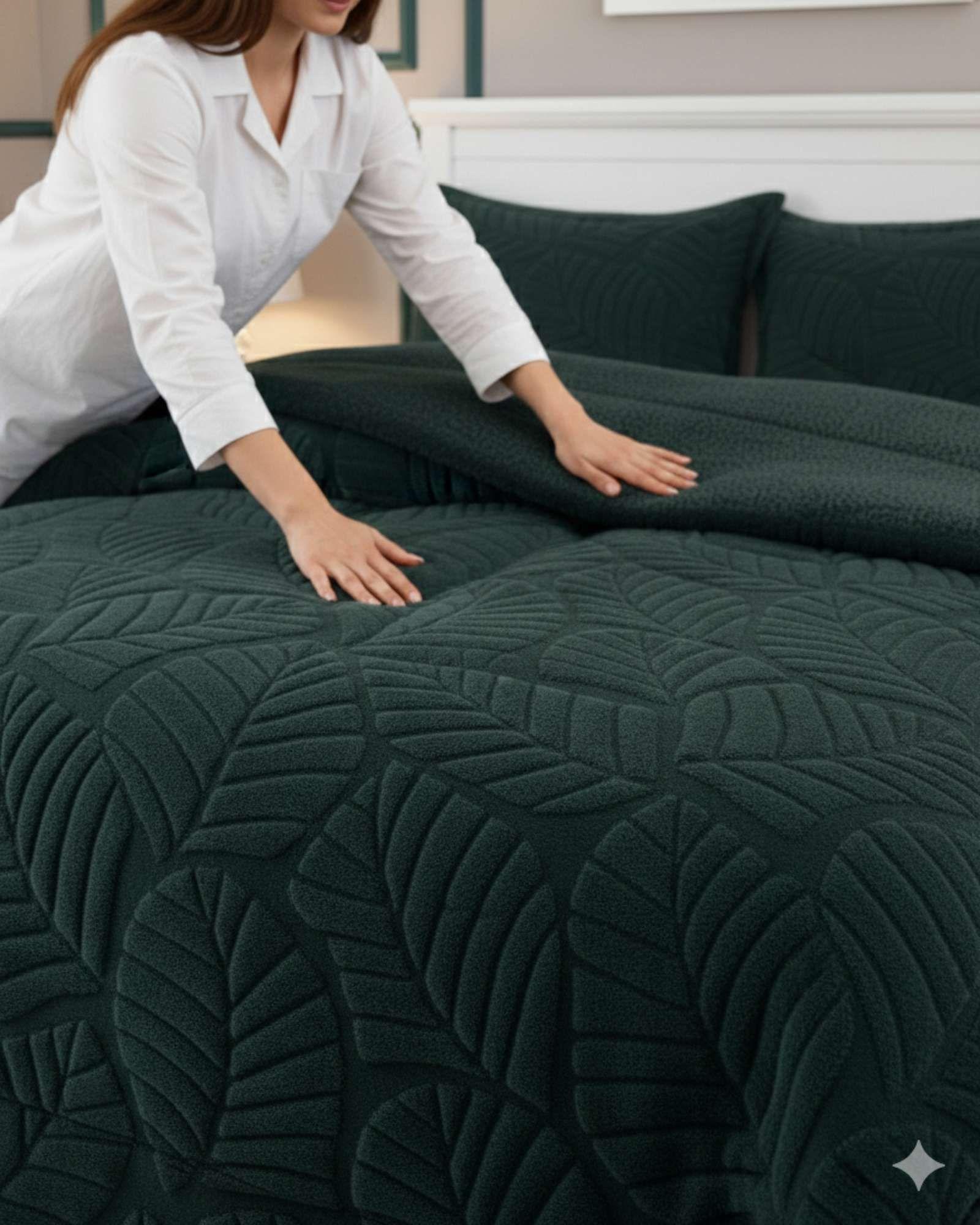 CUBRECAMA DE INVIERNO PREMIUM CON CHIPORRO 2 PLAZA GRIS GRAFITO-4