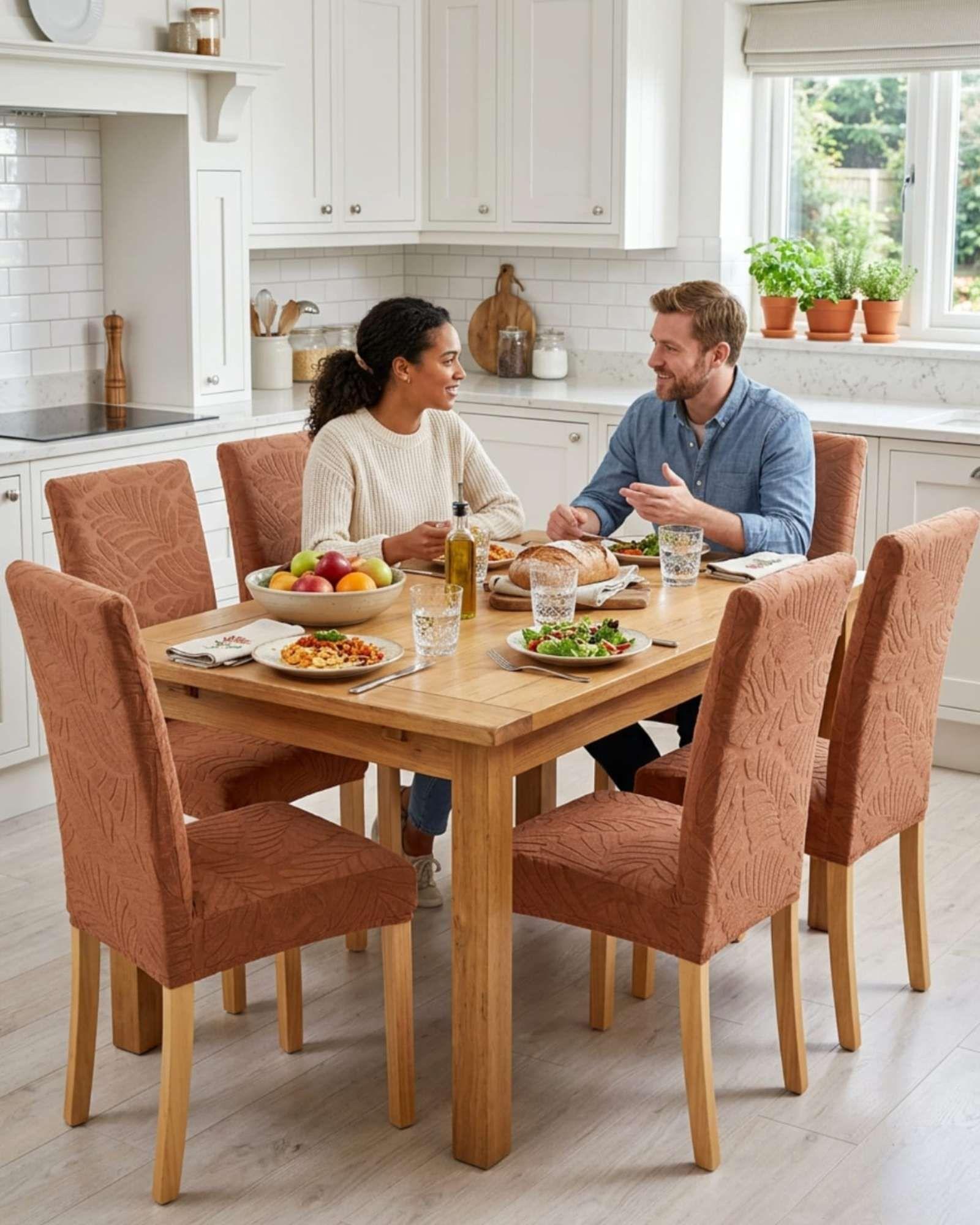 PACK DE 6 FUNDAS DE SILLAS DISEÑO TEXTURIZADO DE HOJAS M6-2