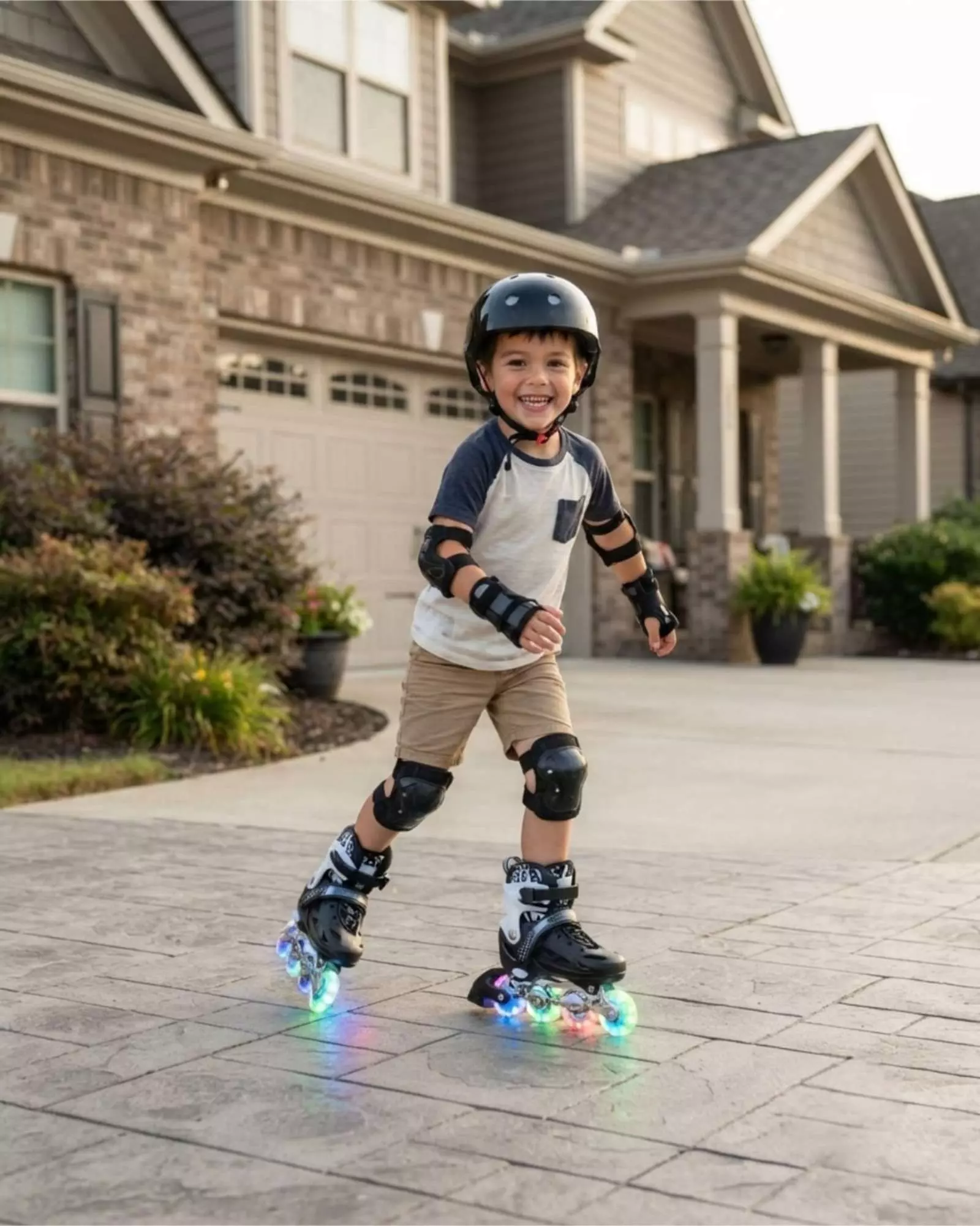 Patines Con Luces Led Ruedas Mas Kit De Proteccion Completo Talla M m1-1