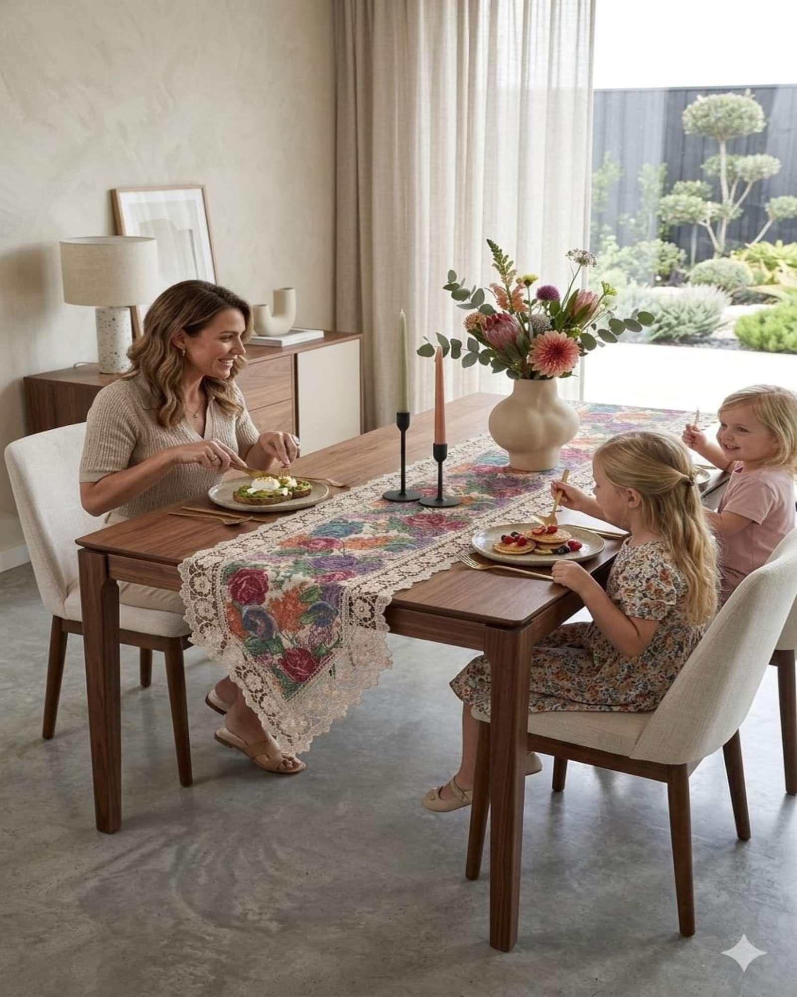 Camino de Mesa Estilo Boho Chic 40x180 cm Decoración Elegante color beige claro-3