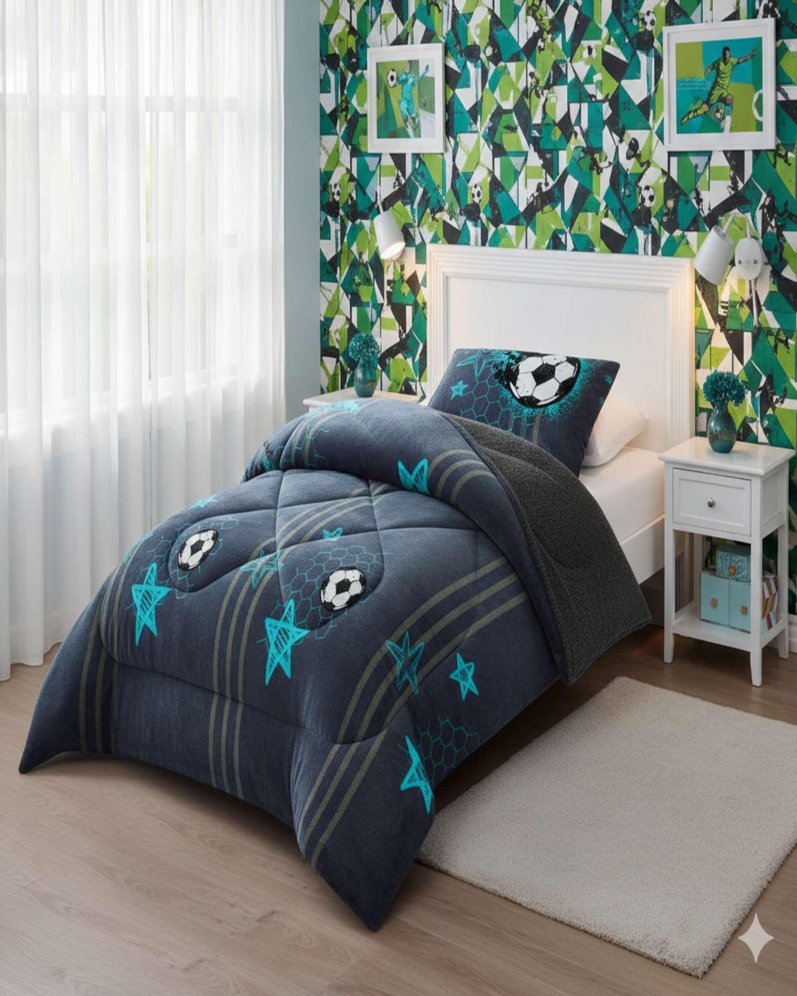 Set de Cubrecama con Chiporro mas sabana PYM NIÑO PELOTA FUTBOL-4