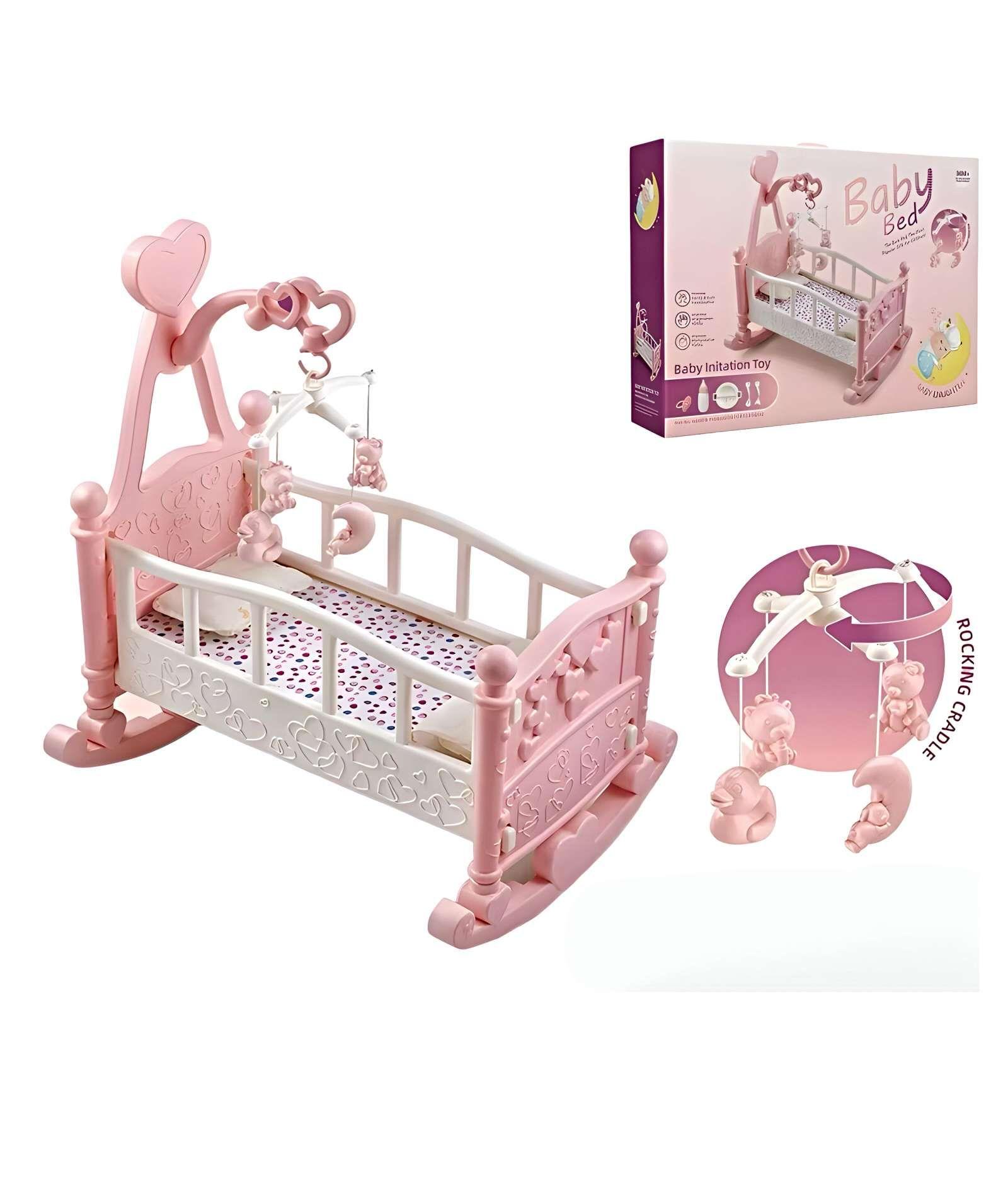 Cuna Mecedora para Muñecas con Móvil Musical-3