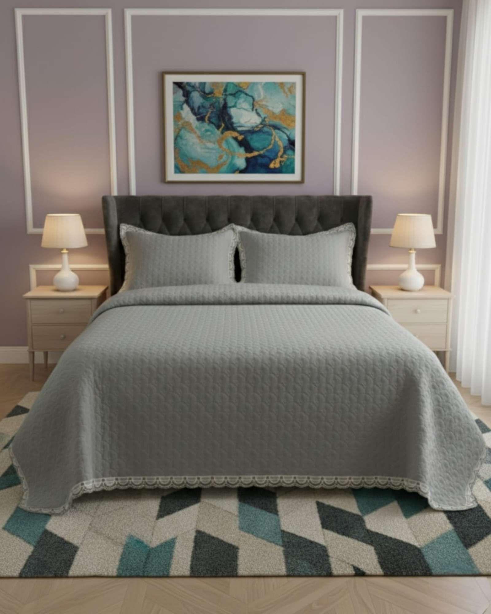 CUBRECAMAS QUILT BORDADOS 2 PLAZA EXTRA SUAVE b04-4