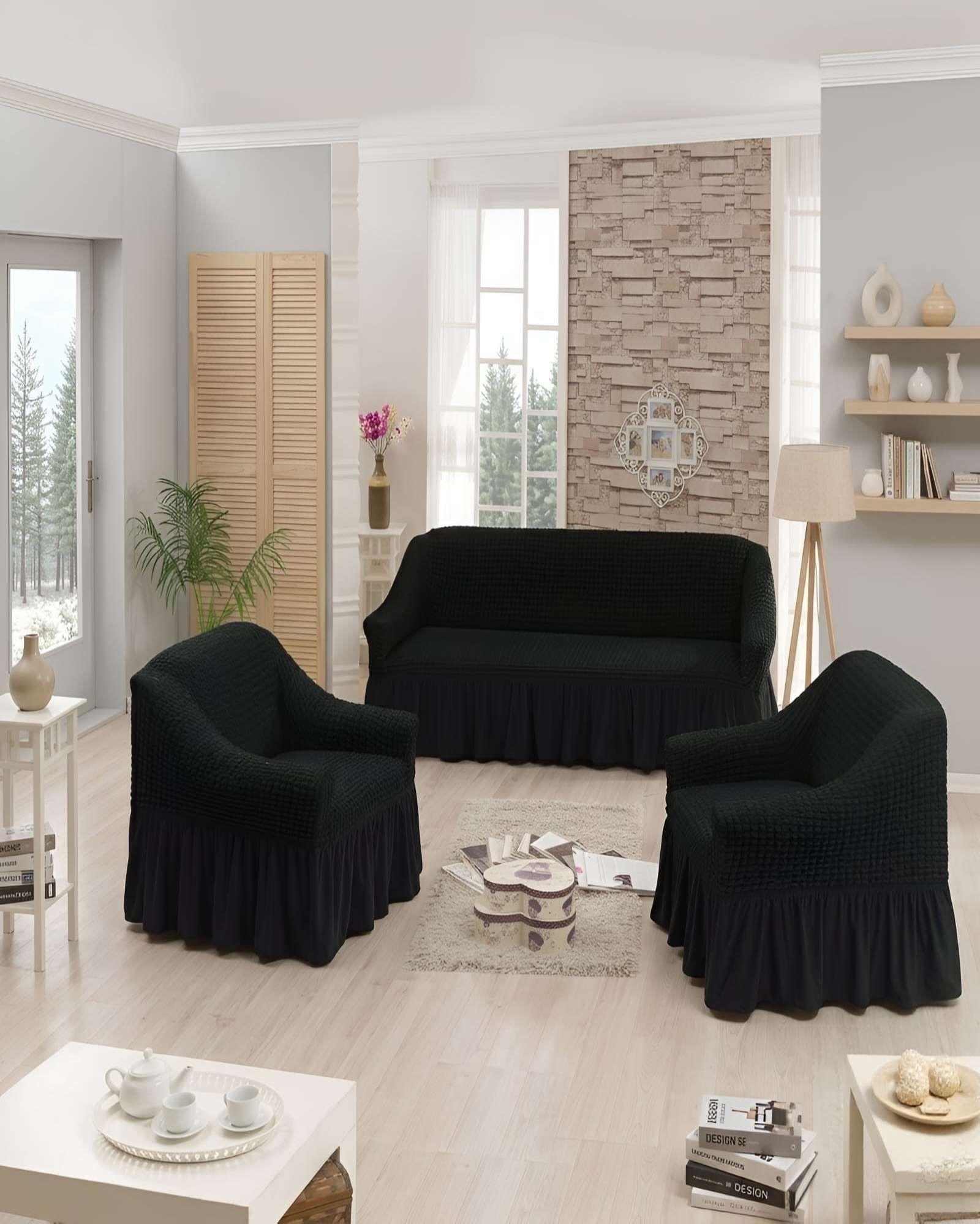 Juego Fundas Sillon Elastica 3+1+1 Nido Abeja Con Faldon A7-0