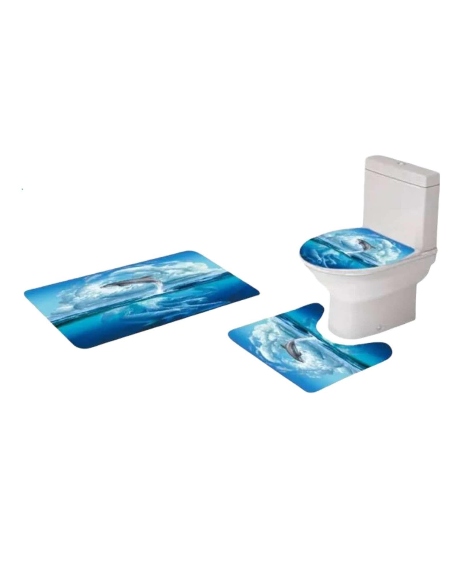 Juego 5 piezas con Cortina de baño de Tela Poliéster y  Forro de Ducha de Plástico J-1-2