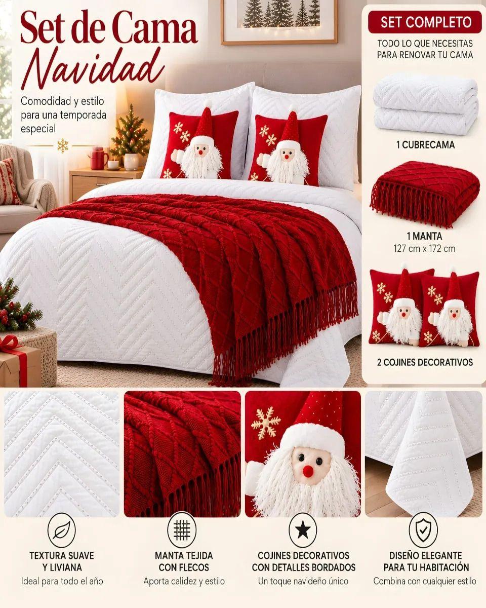 Cubrecama Texturizado Navideño con Manta King m19-3