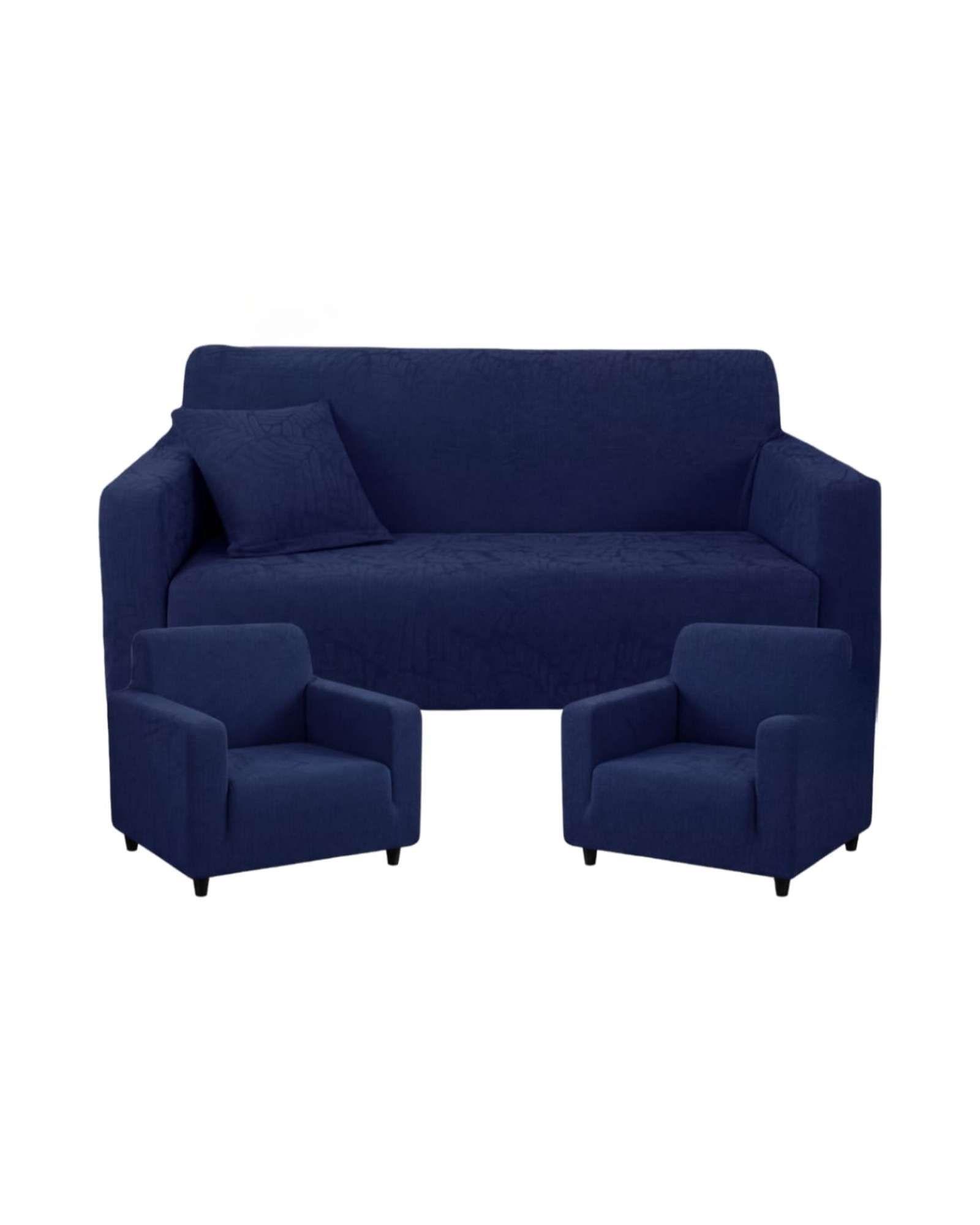 Juego de Fundas para Sillones 3+1+1 Diseño Hojas Elásticas y Lavables A4-4