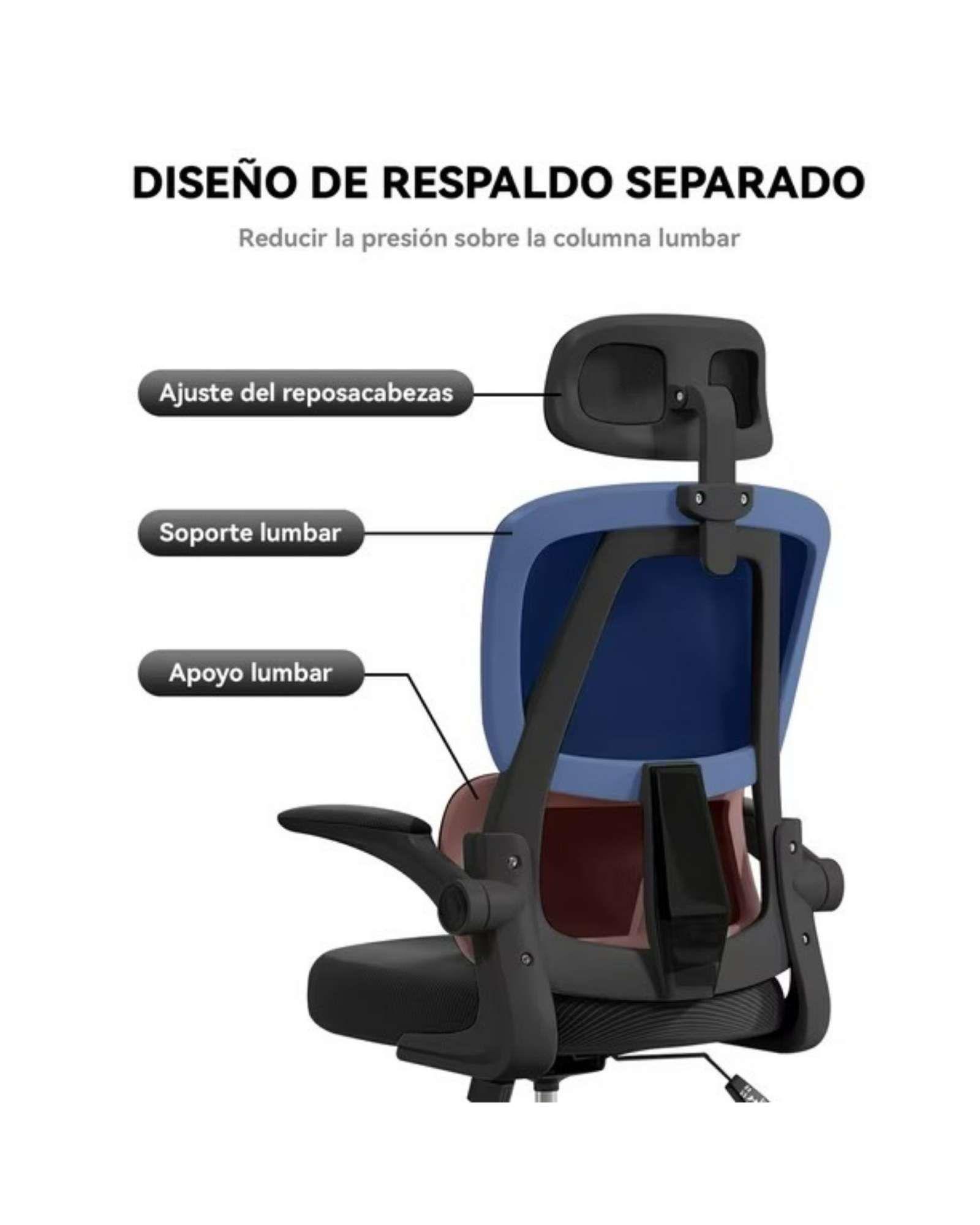 Silla Ergonómica Pro Máximo Confort con Apoyacabeza Ajustable Negra-4
