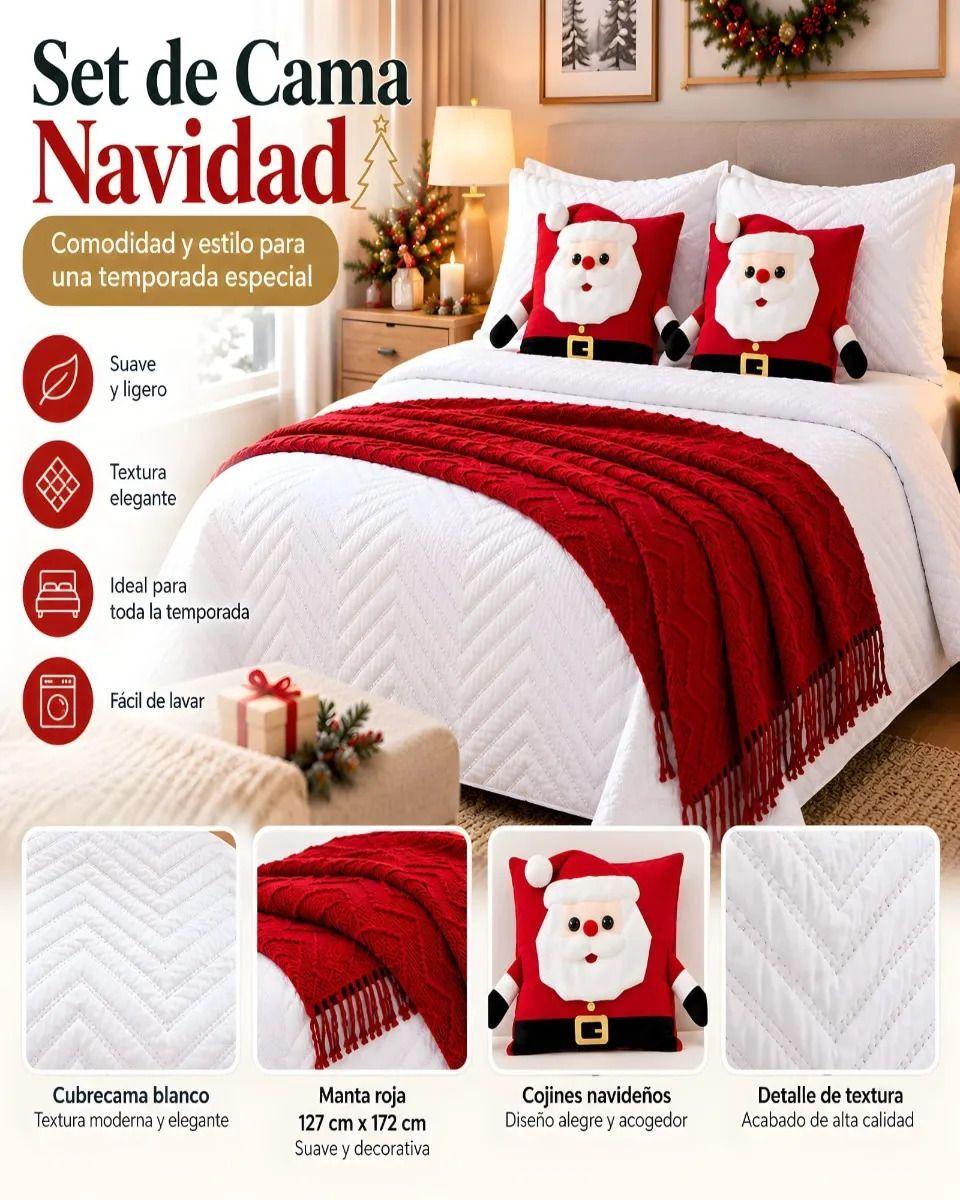 Cubrecama Texturizado Navideño con Manta 1.5 Plaza m20-3