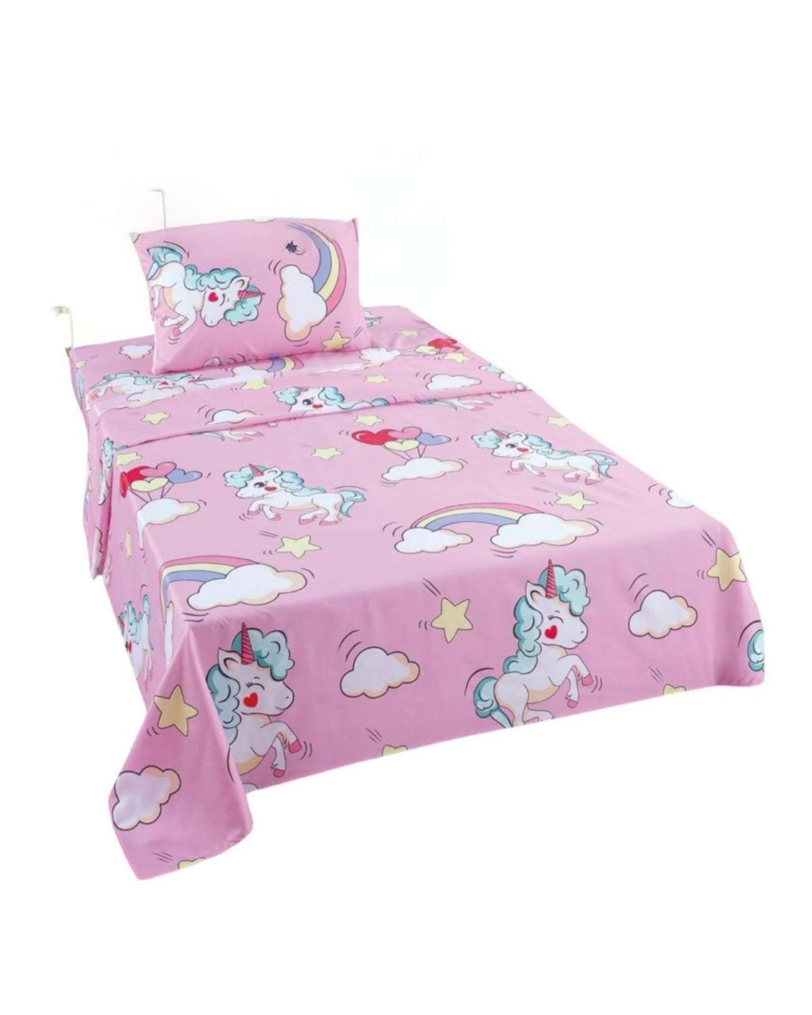 Juego de Sabanas de verano Unicornio niña Infantil plaza y media -1