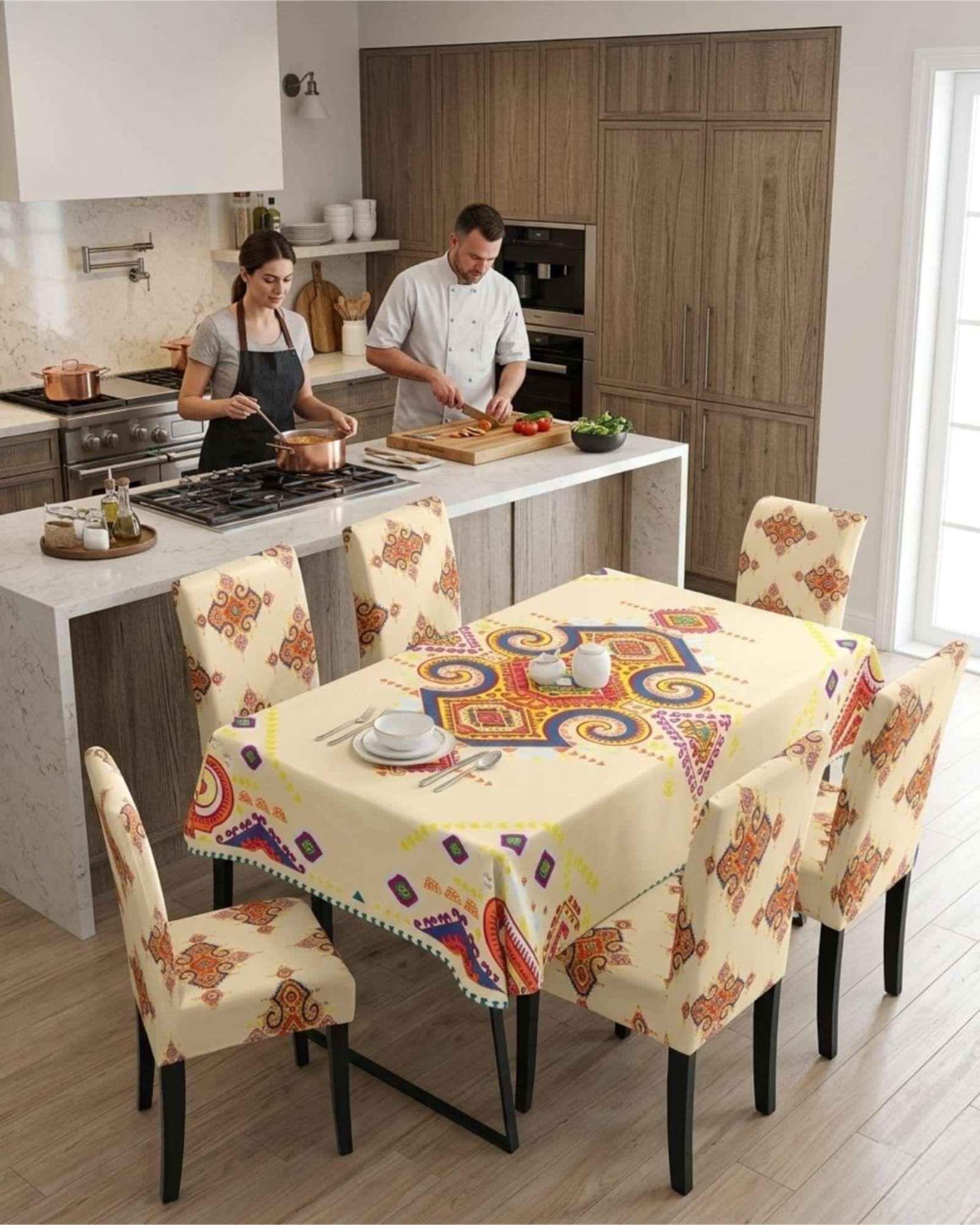 Juego De Mantel Antimanchas 140x220 + 6 Fundas De Silla 07-2