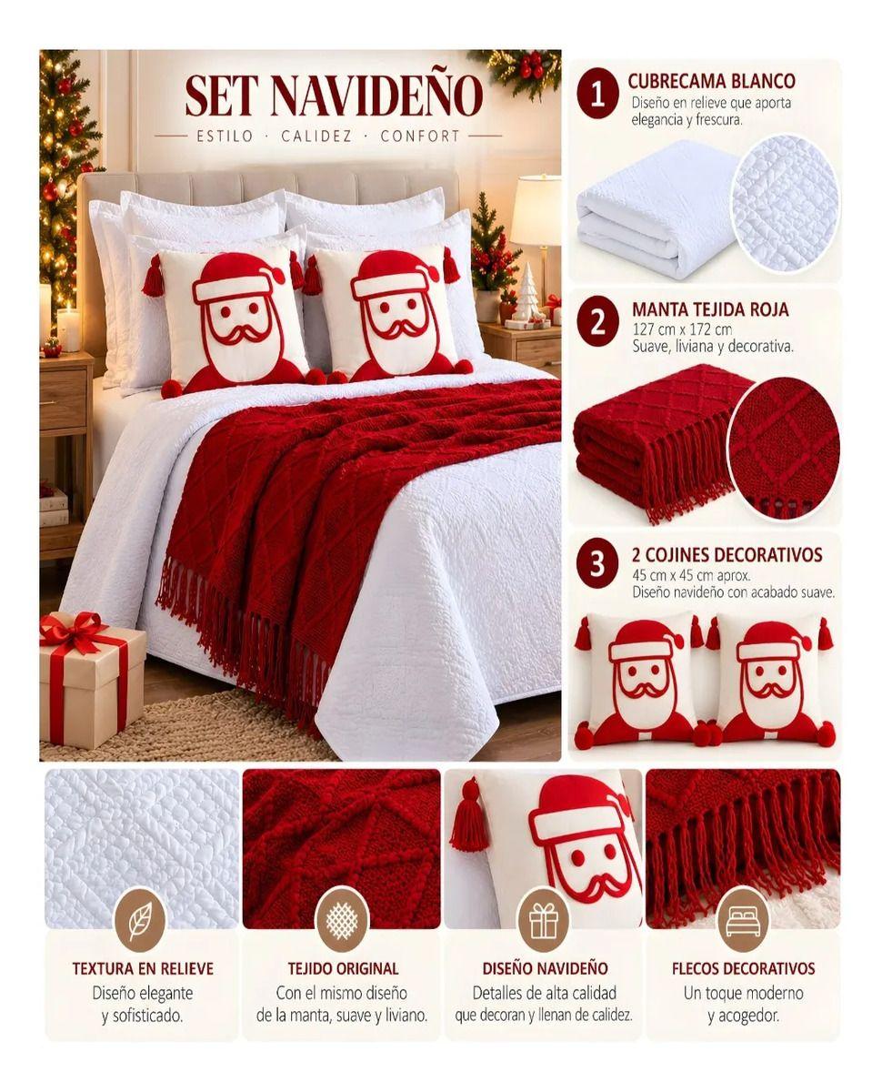 Cubrecama Texturizado Navideño con Manta King m6-3
