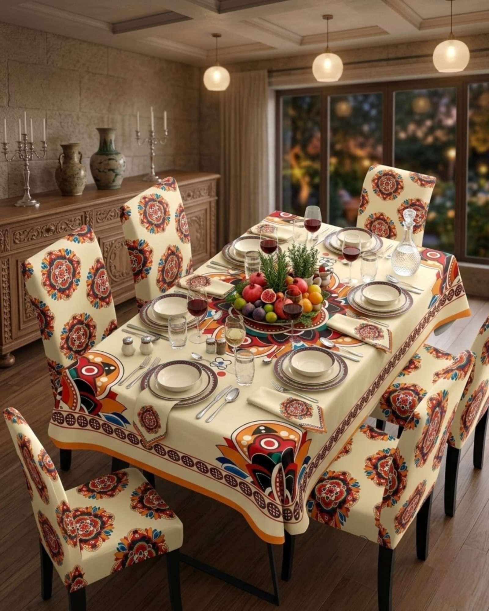 Juego De Mantel Antimanchas 140x220 + 6 Fundas De Silla 09-2