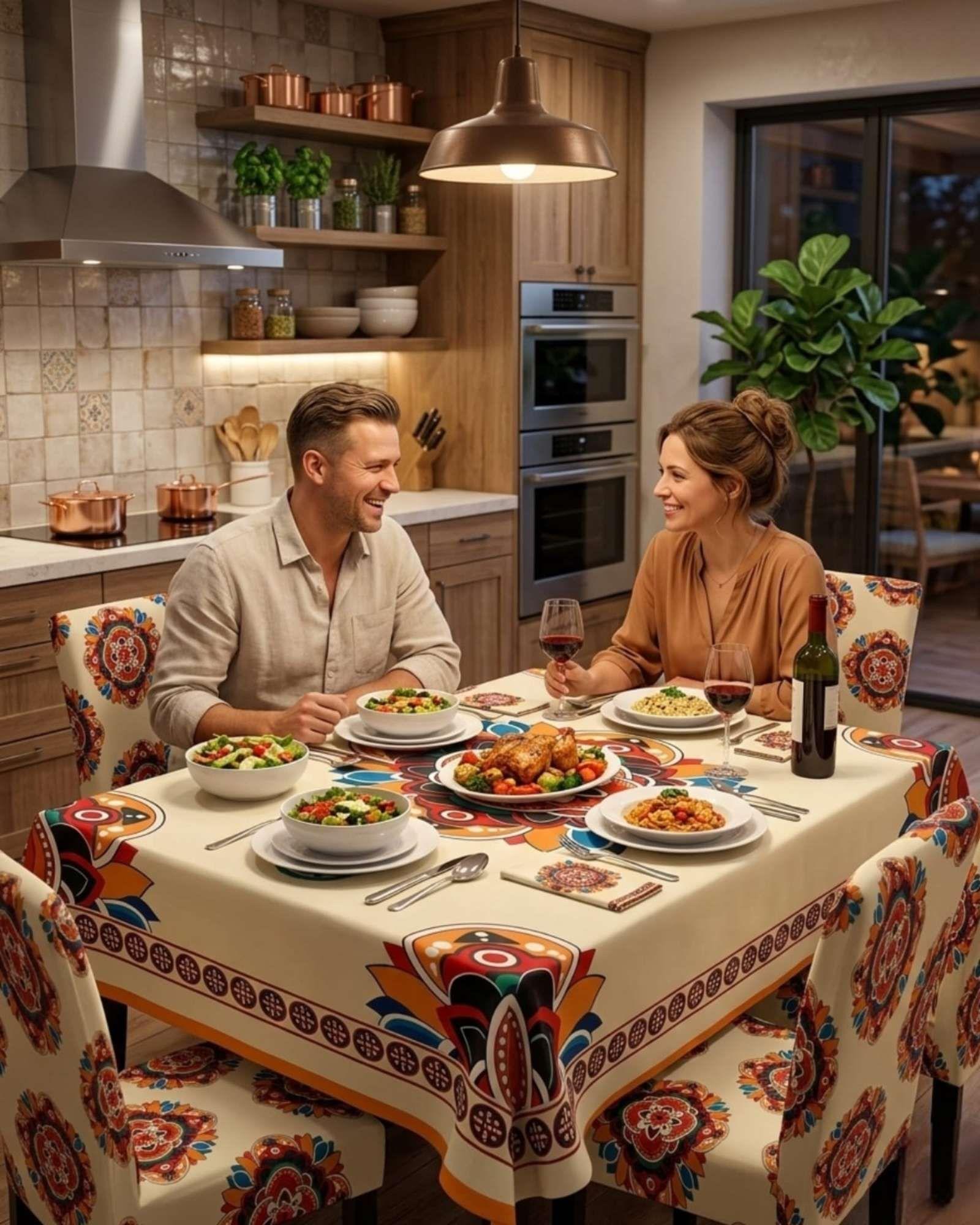 Juego De Mantel Antimanchas 140x220 + 6 Fundas De Silla 09-3