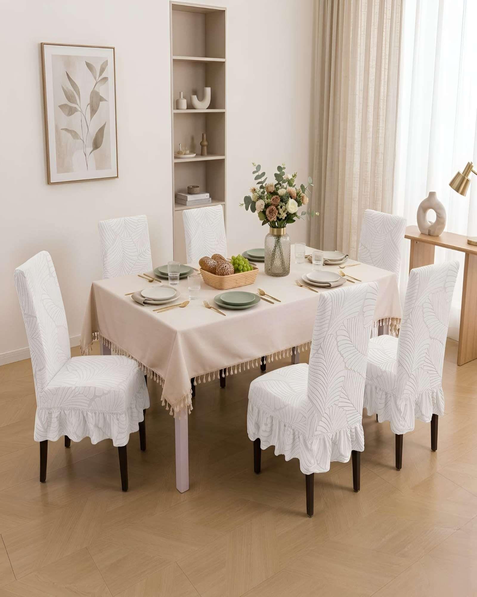 Set de 6 Fundas para Sillas con Diseño de Relieve y Volante 04-3
