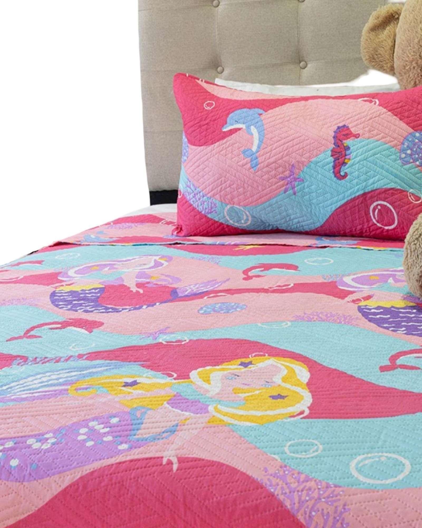 Cubrecama Quilt primavera verano rosa Sirena-0