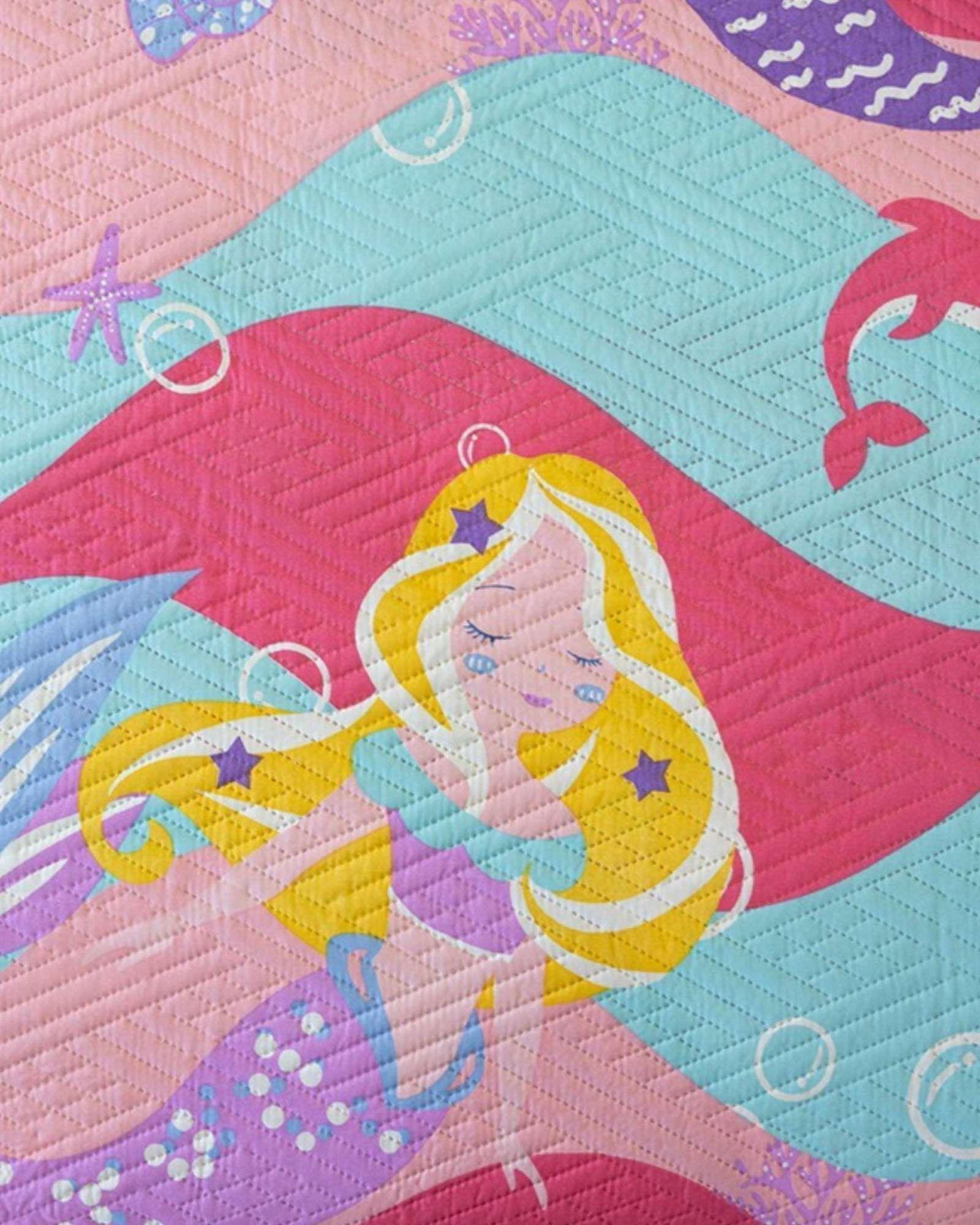 Cubrecama Quilt primavera verano rosa Sirena-1