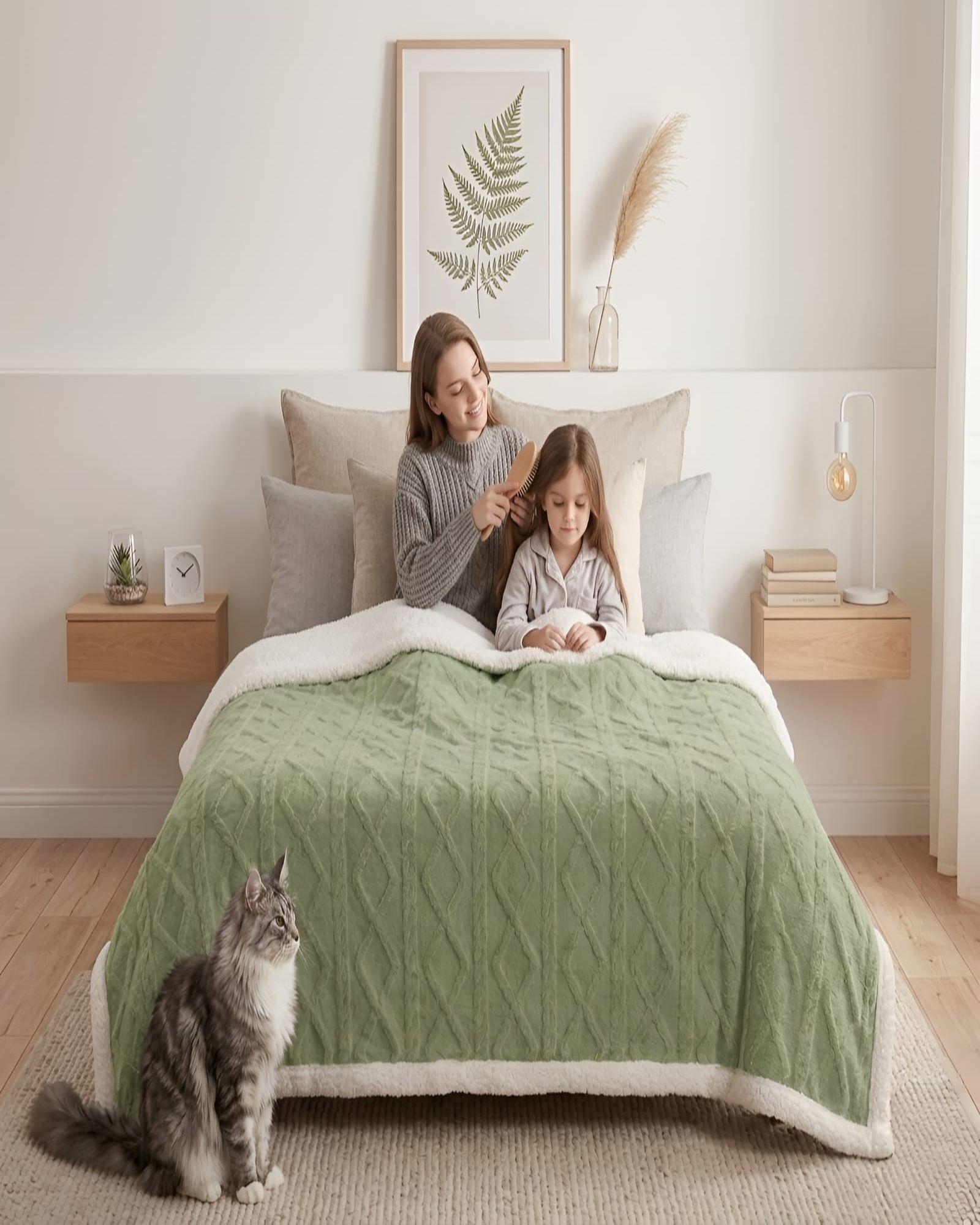 Frazada Sherpa Premium Con Diseño De Diamantes King m1-1