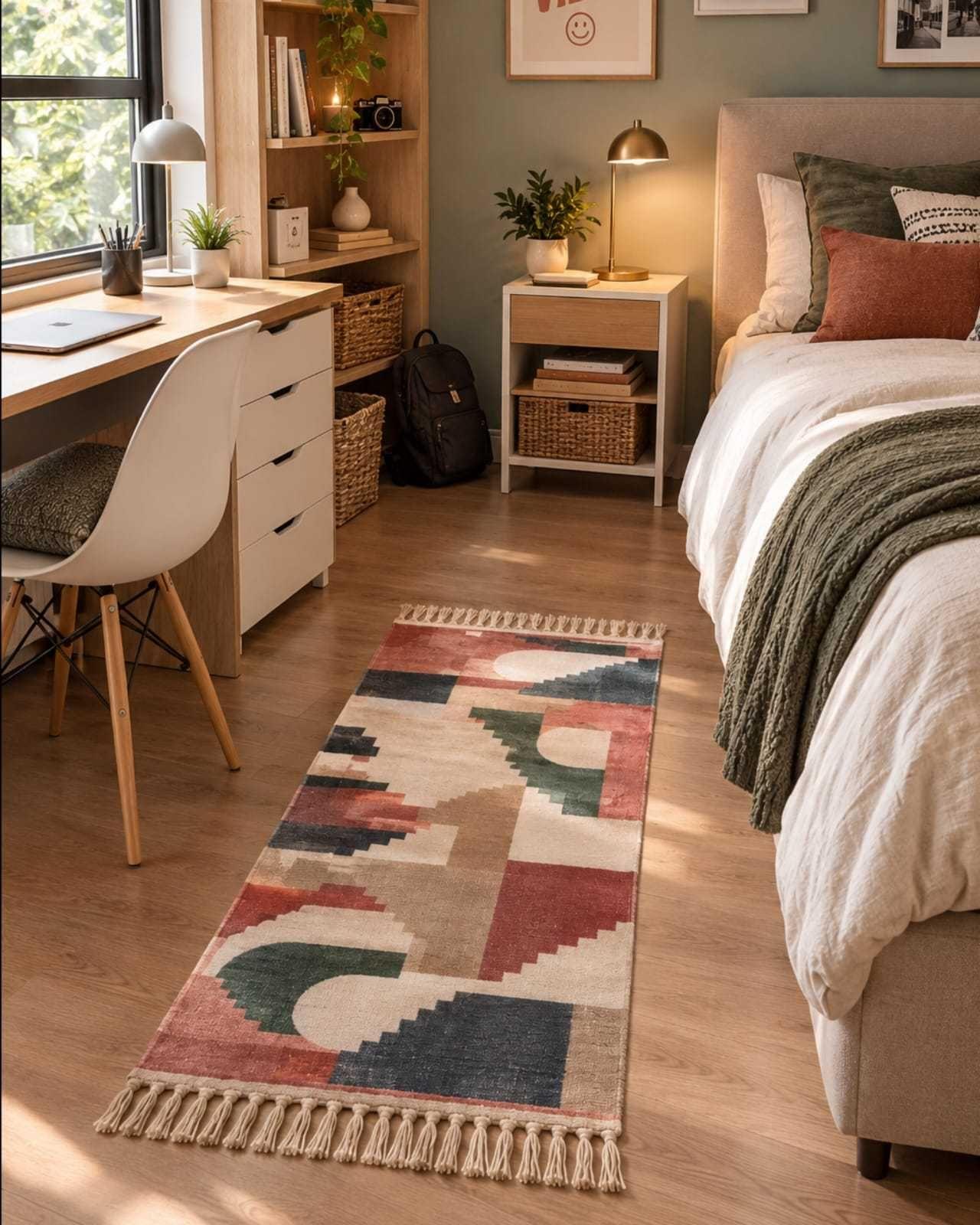 Set De 2 Alfombras De Pasillo 60x150 cm Estilo Bohemio con Flecos m2-0