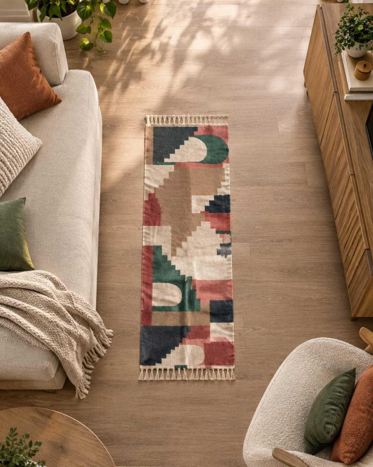 Set De 2 Alfombras De Pasillo 60x150 cm Estilo Bohemio con Flecos m2-2