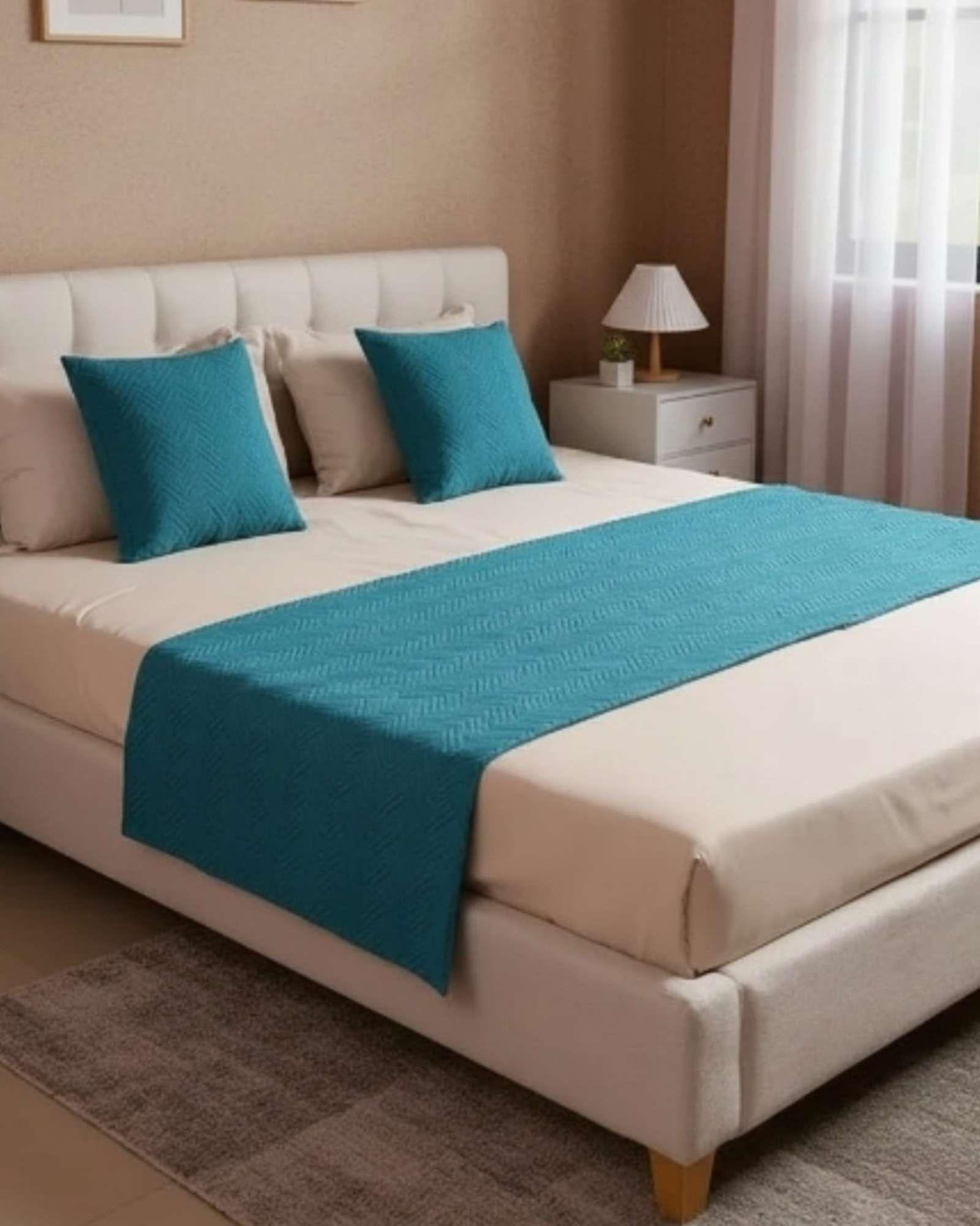 Set de Pieceras Plush + Fundas de Cojin 45×45 turquesa-3