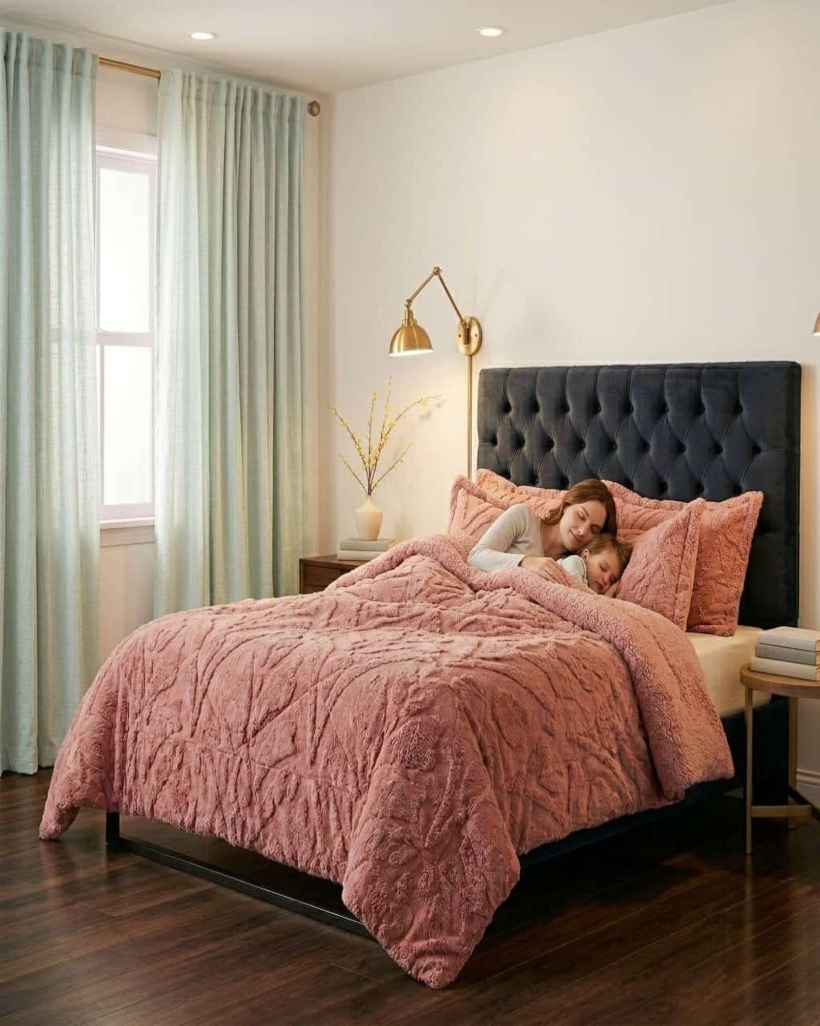 Cubrecama Sherpa Jacquard Deluxe 2 Plazas Diseño Relieve 6-3