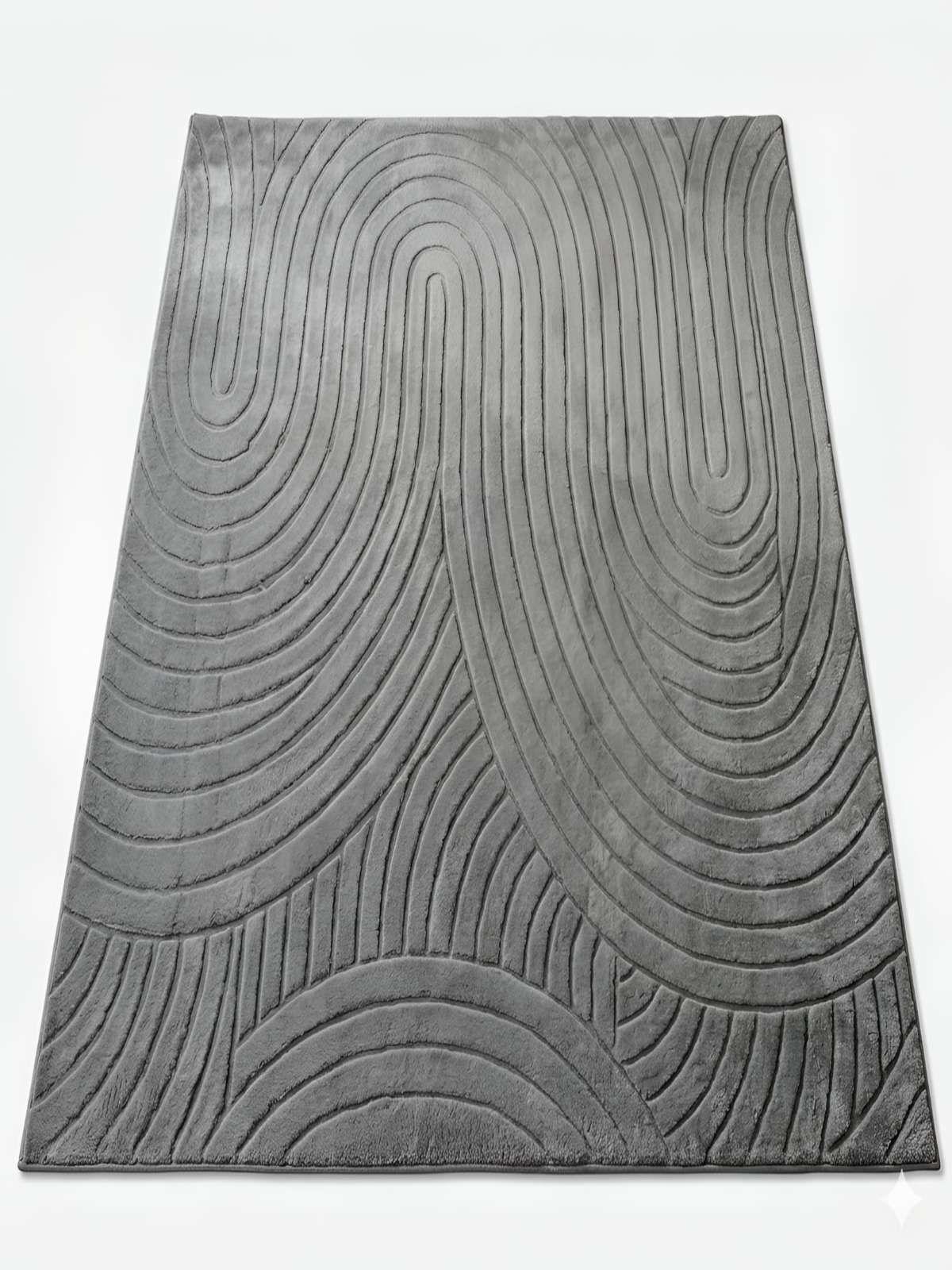 Alfombra Decorativa con Relieve Jacquard 240x200 GRIS-2