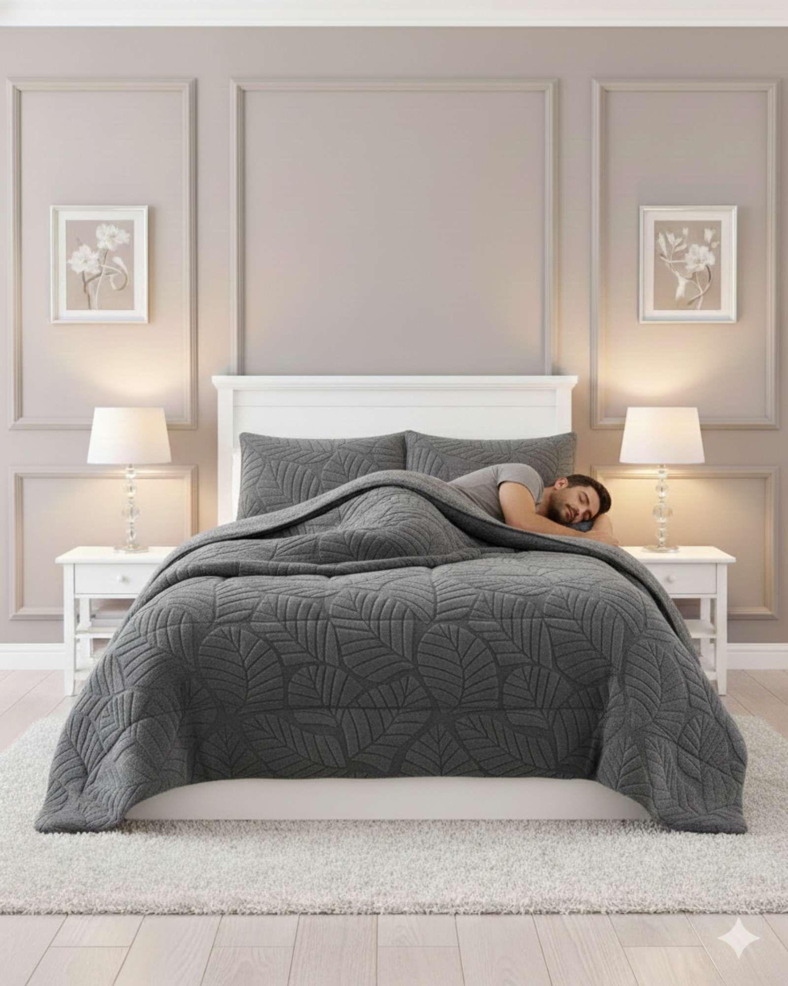 CUBRECAMA DE INVIERNO PREMIUM CON CHIPORRO 2 PLAZA GRIS-3