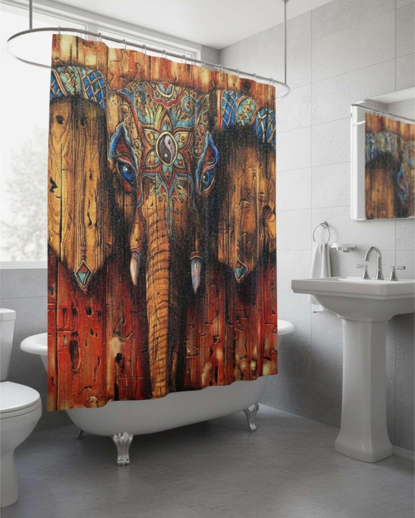 Cortina de Baño Tela Género + Forro Impermeable c05-4