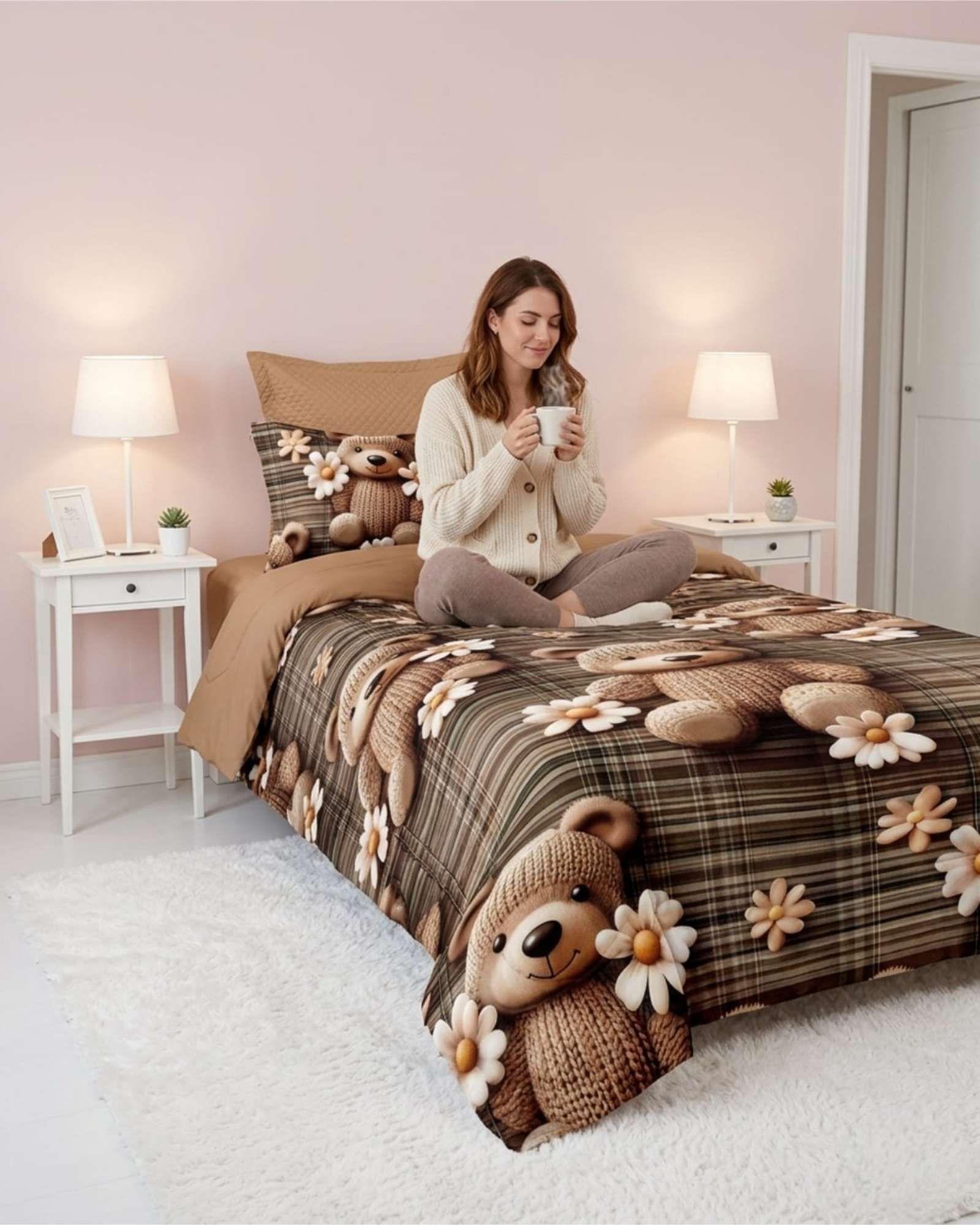 Quilt Cubrecamas Ligero Verano Efecto 5D Plaza y Media PM11-2
