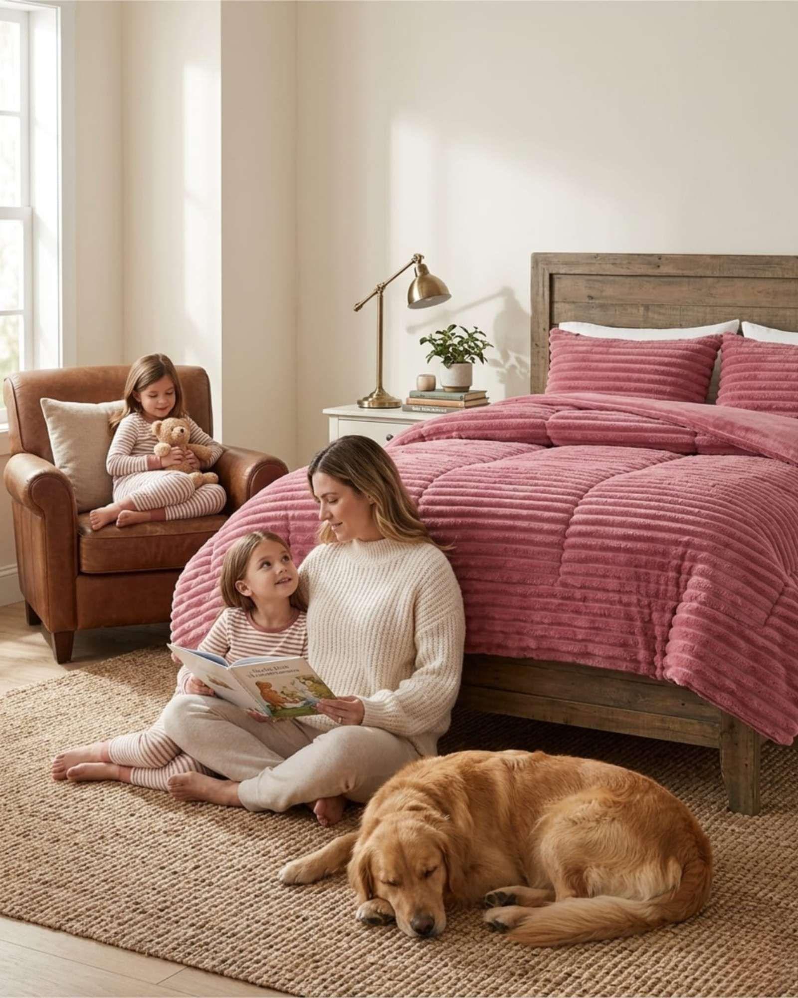 Cubrecama 2 plazas Pana de Terciopelo Premium "Dale a tu dormitorio un toque elegante" blanco-3