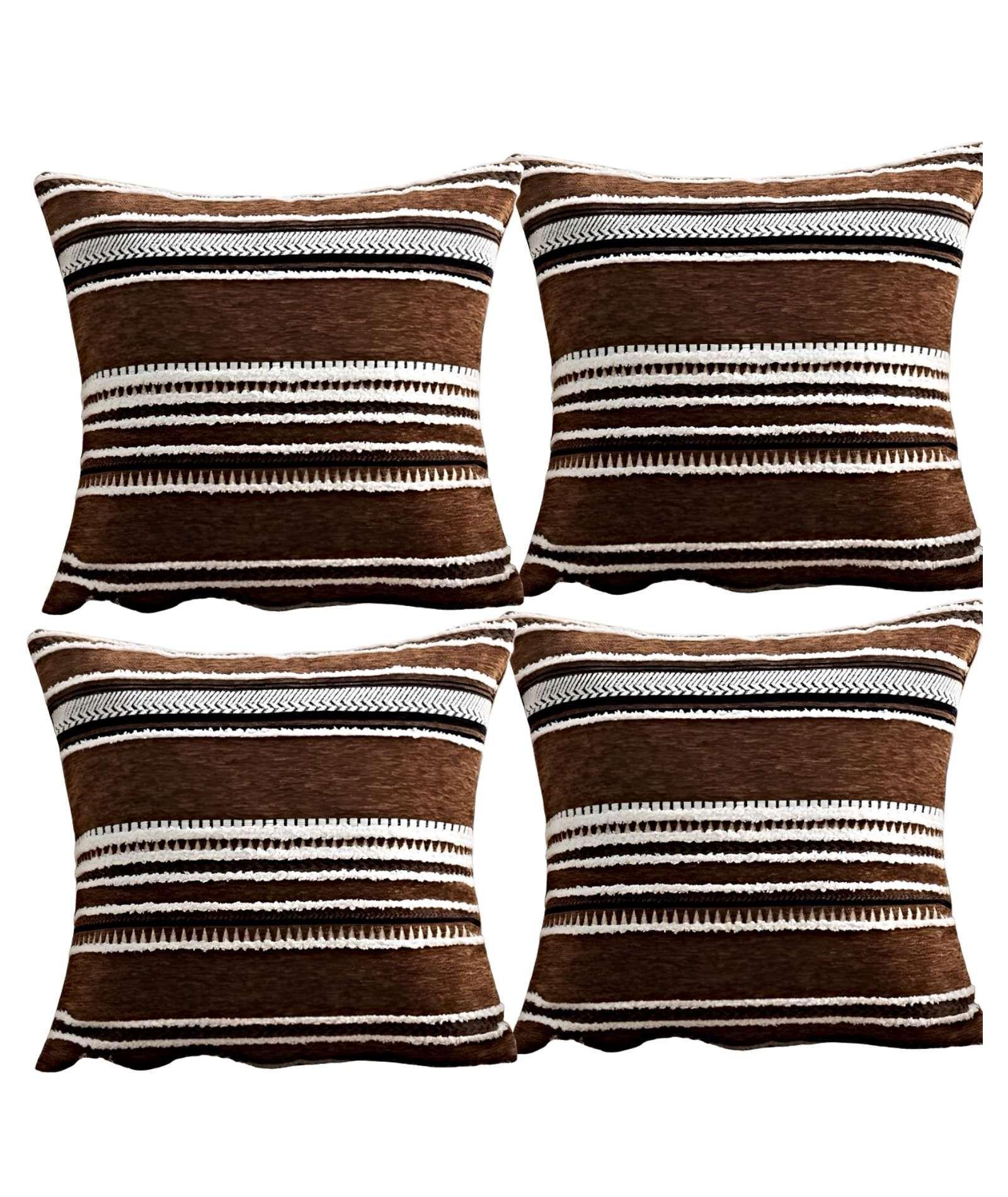 JUEGO DE 4 FUNDAS DE COJINES DISEÑO CHENILLE LINEAS MANDALA A3-0