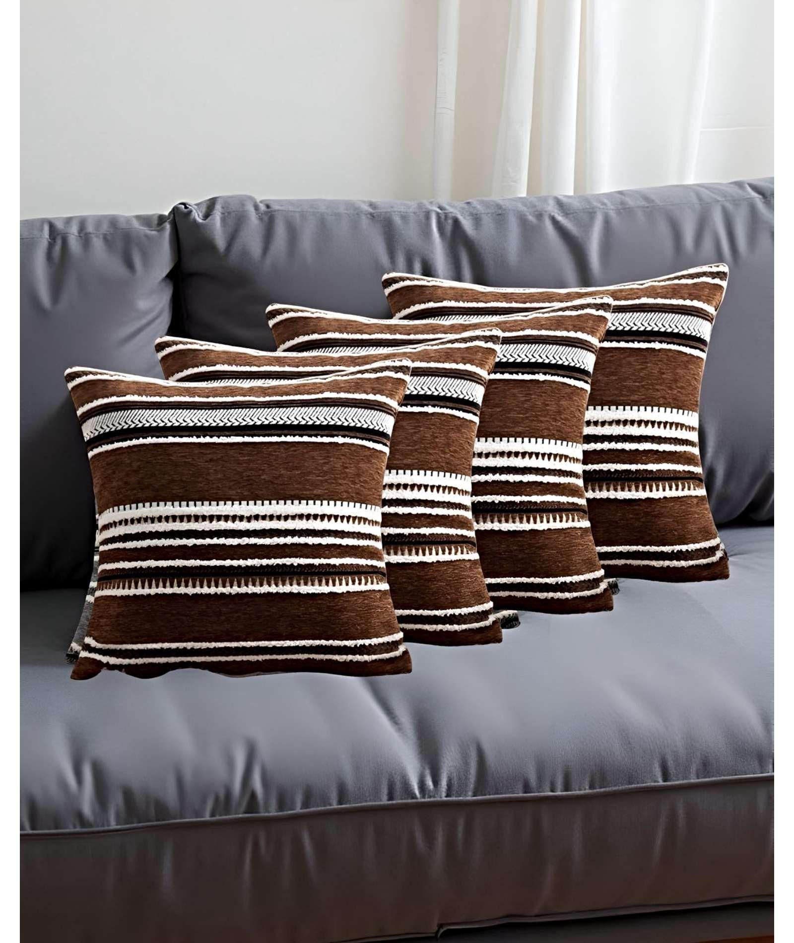 JUEGO DE 4 FUNDAS DE COJINES DISEÑO CHENILLE LINEAS MANDALA A3-3